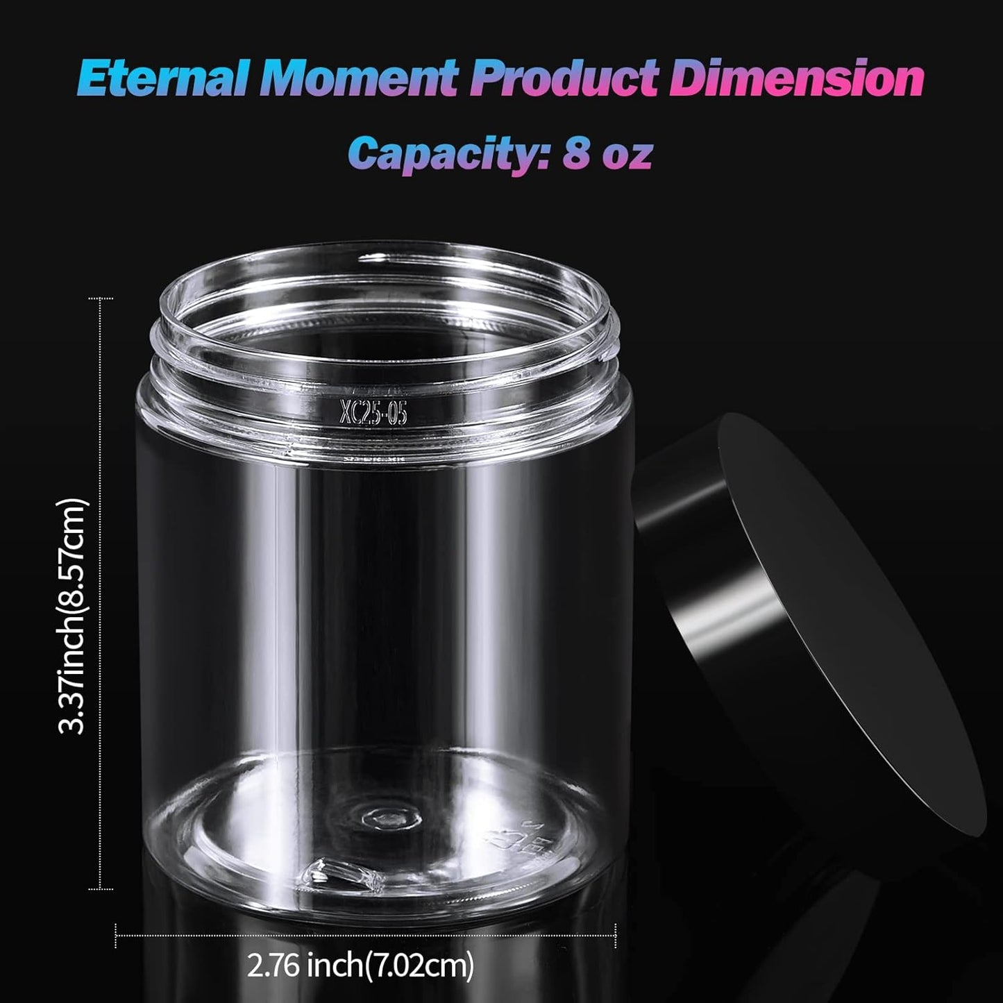 36 Pack 8 OZ(240ML) Plastic Jars Round Clear Cosmetic Container Jars with Lids, Eternal Moment Plastic Slime Jars for Lotion, Cream, Ointments, Makeup, Eye shadow, Samples, Pot, Travel Storage