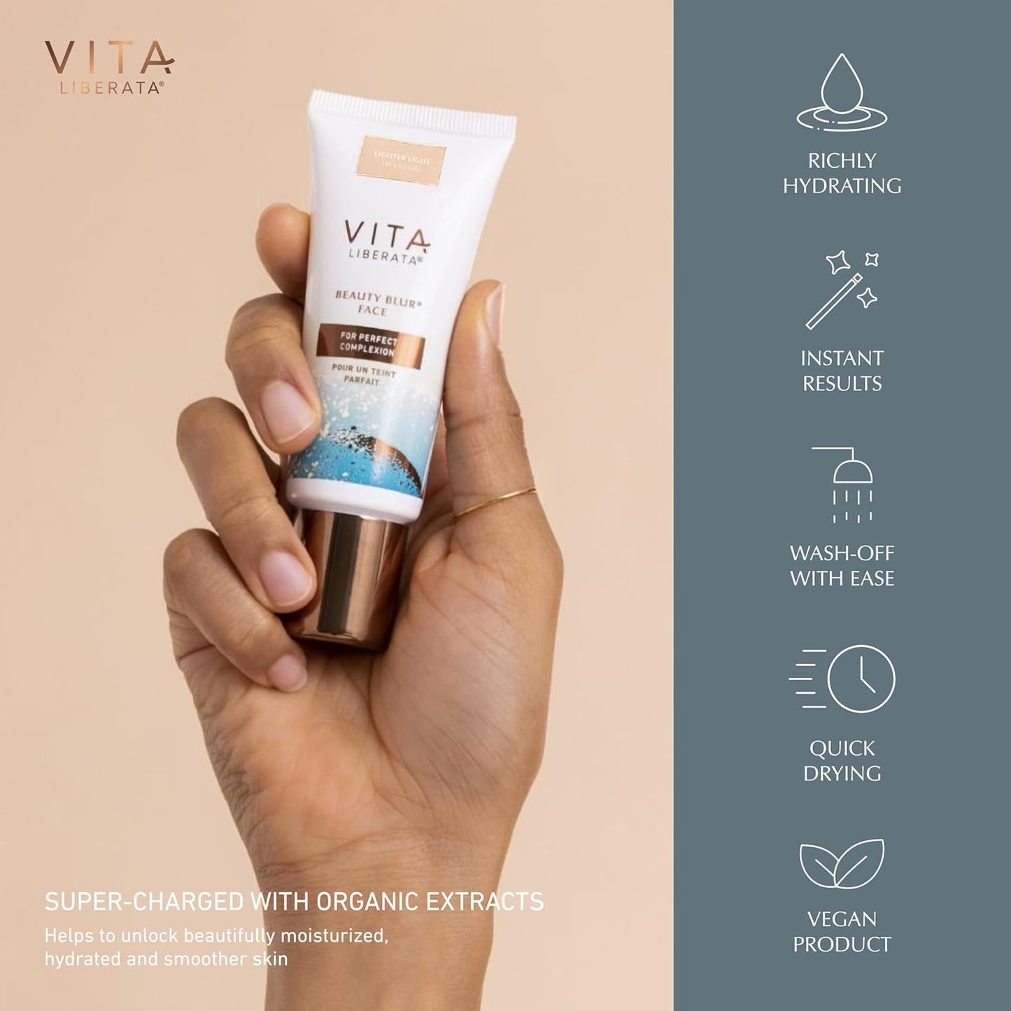 Vita Liberata Beauty Blur Face - Lighter Light, BB Cream, Hydrating Skin Finish, Radiant Glow & Flawless Finish, 1.01 fl oz