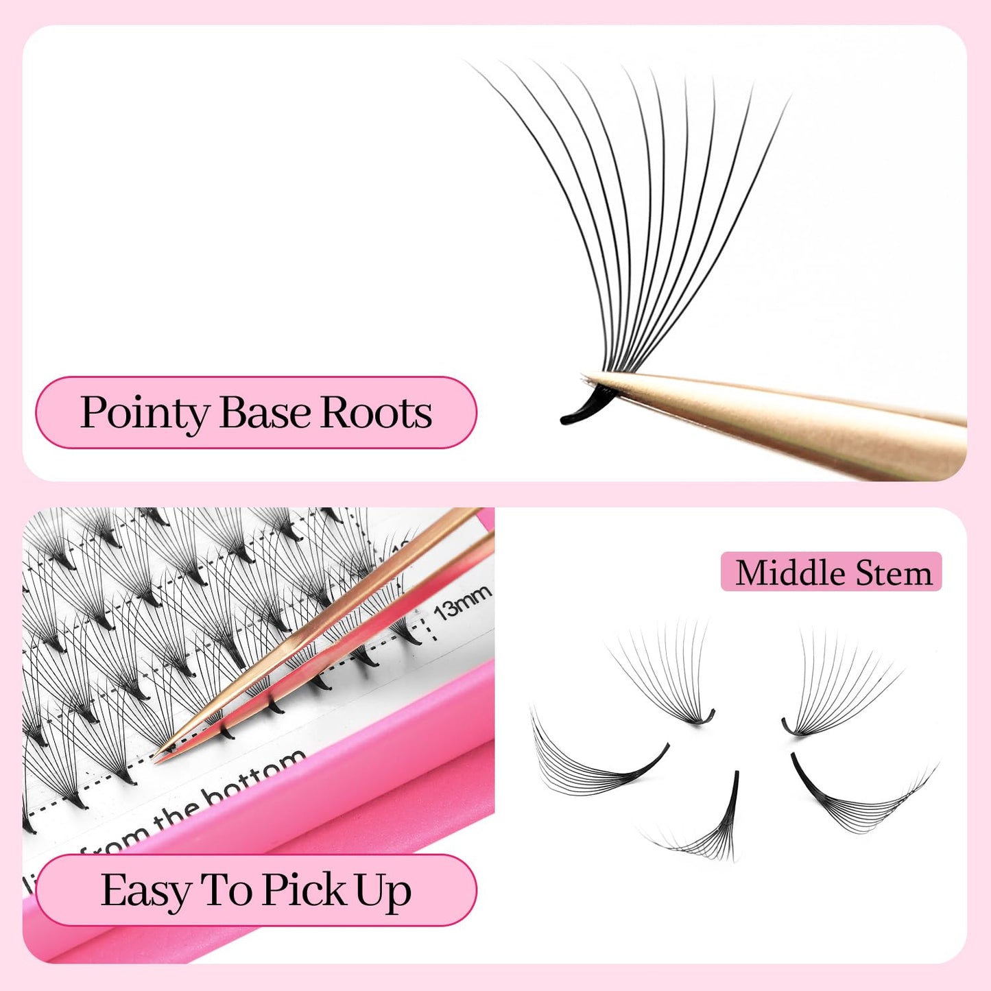 Premade Fans Eyelash Extensions 14D Volume Lash Extensions 0.05 Thickness Eyelash Extension C Curl Premade Lash Fans Mix 9-16mm Fluffy Soft Handmade Lash Fan(14D-0.05-C,9-16mm)