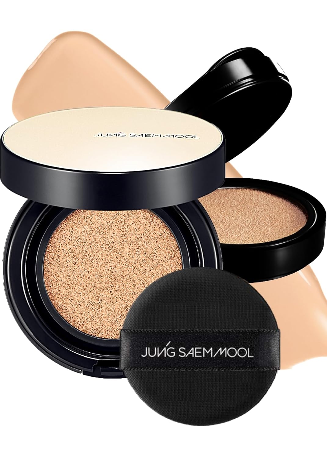 JUNG SAEM MOOL Essential Skin Nuder Longwear Cushion 0.98 Fl Oz (Light), Refill Included, 24H Lasting Cushion Foundation with High Coverage, Semi-Matte Natural Finish, Korean Foundation Makeup