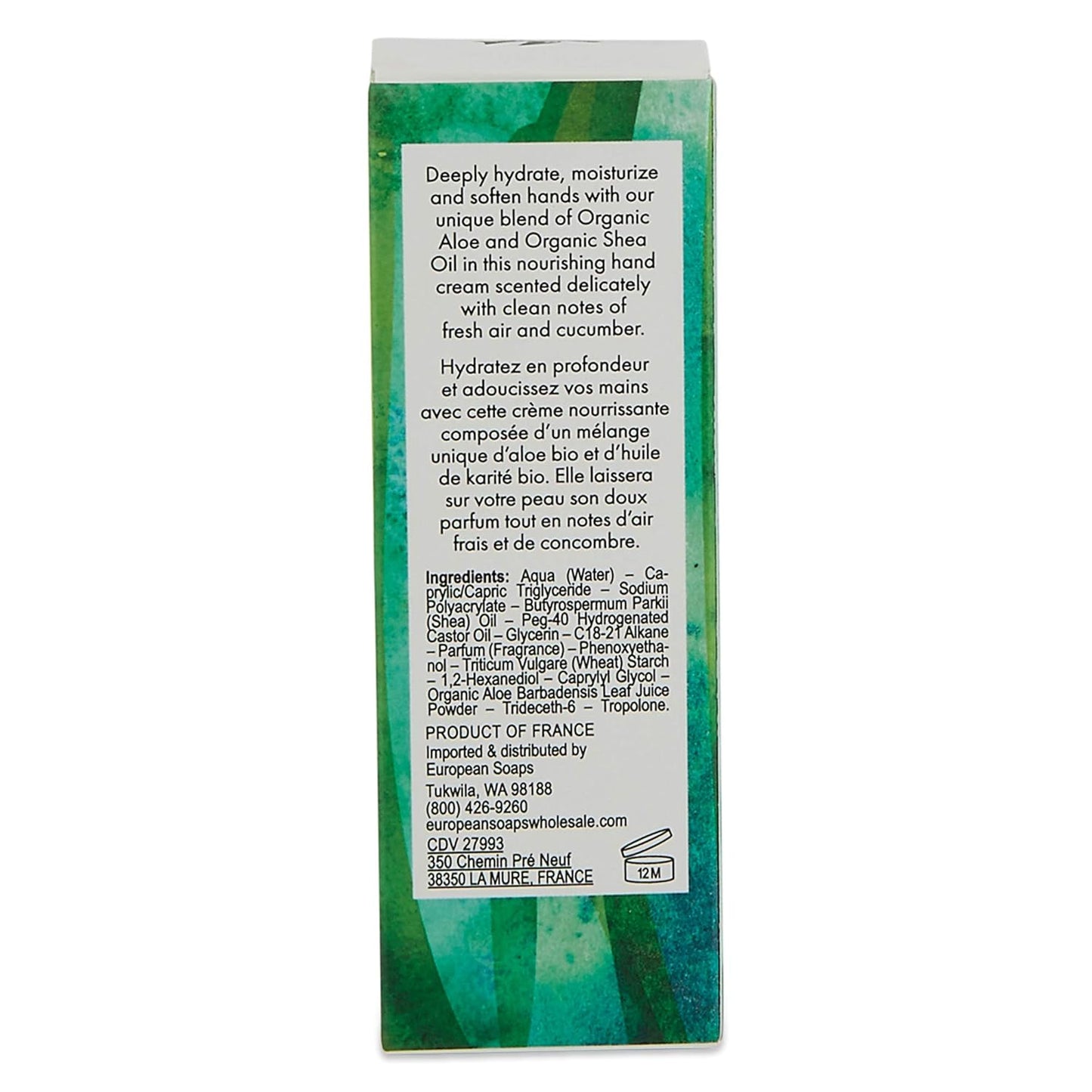 Organic Aloe Collection Hydrating Hand Cream (1.6oz), Fresh Cucumber Scent
