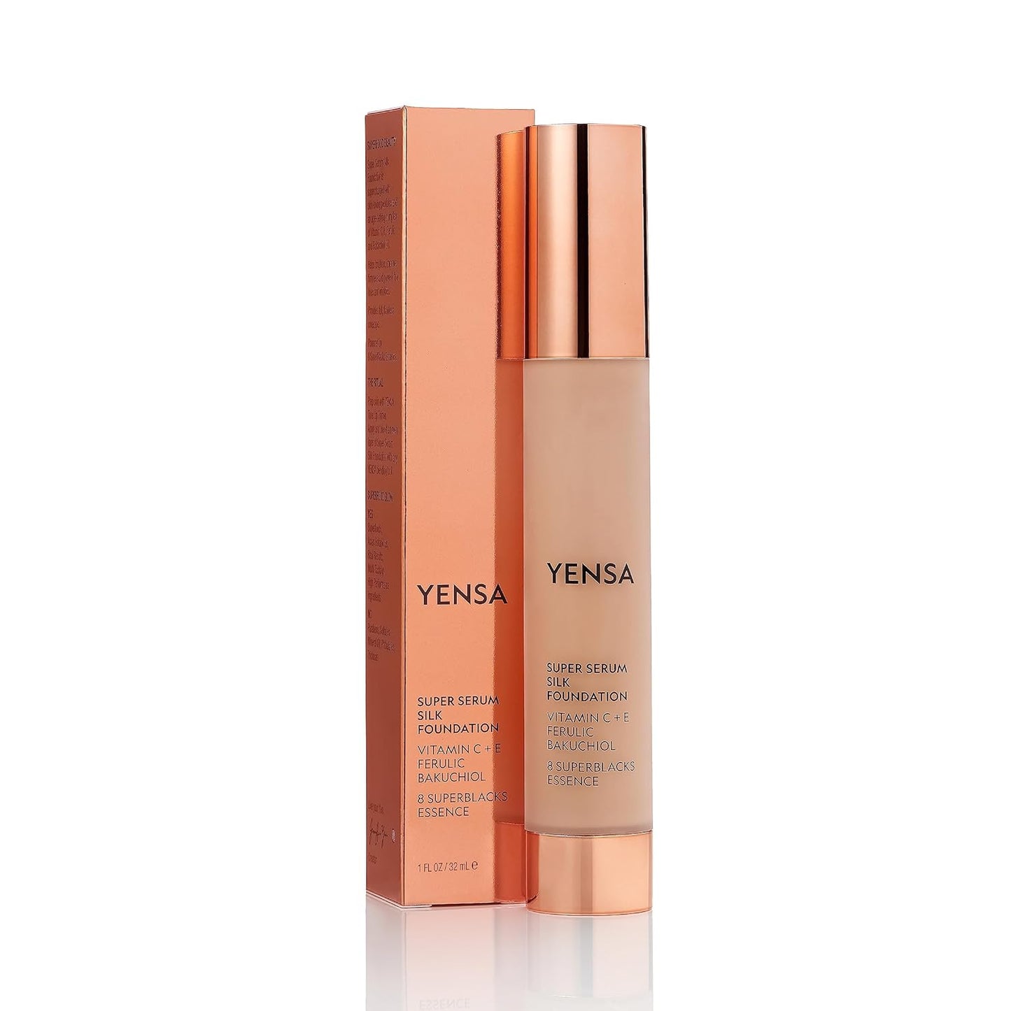 YENSA Super Silk Foundation - Full Coverage, Age-defying complex of Vitamin C, E, Ferulic, and Bakuchiol Oil (Fair 1) 1.0 fl oz