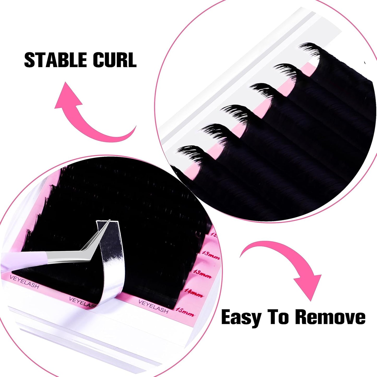 VEYES INC Cashmere Smart Fan Lash Extensions 0.03 0.05 0.07 C/CC/D Curl 8-20mm Mixed & Single Length, Super Matte Black Volume Lashes, Professional Supplies for Lash Techs (0.05 D 14mm)