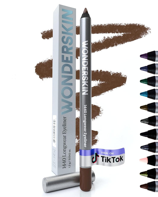 Wonderskin Eyeliner Pencil, 1440 Longwear Brown Eyeliner Pencil - Waterproof, Sharpenable & Smudge Proof