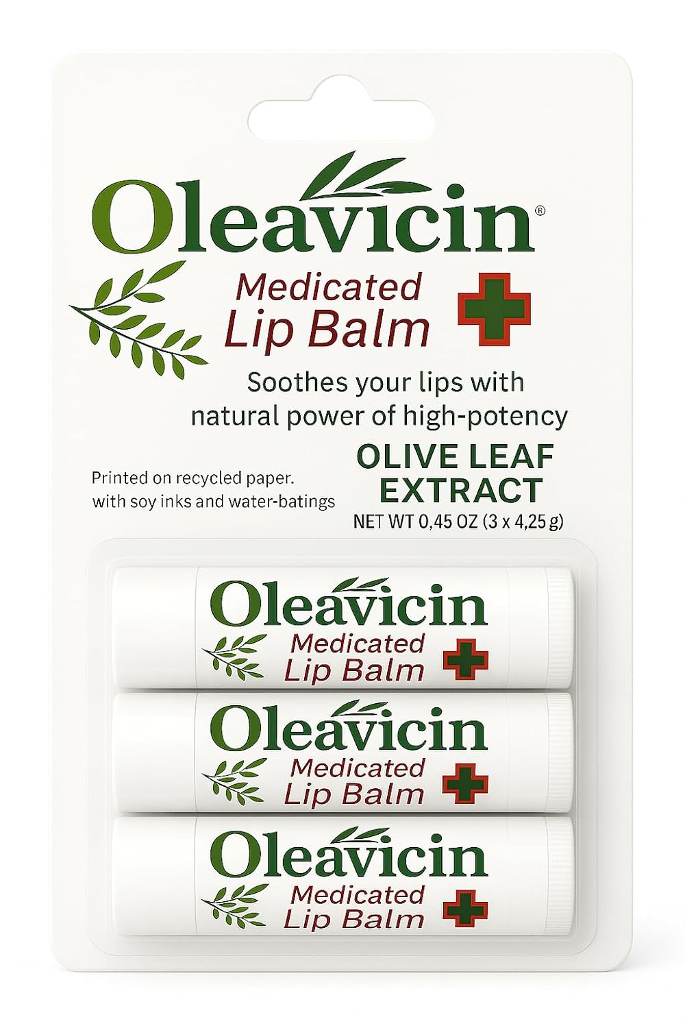Natural Lip Balm by Oleavicin | Dry Lip Relief | Patented Moisturizing Formula for Chapped Lips | Organic Olive Leaf Extract (3)