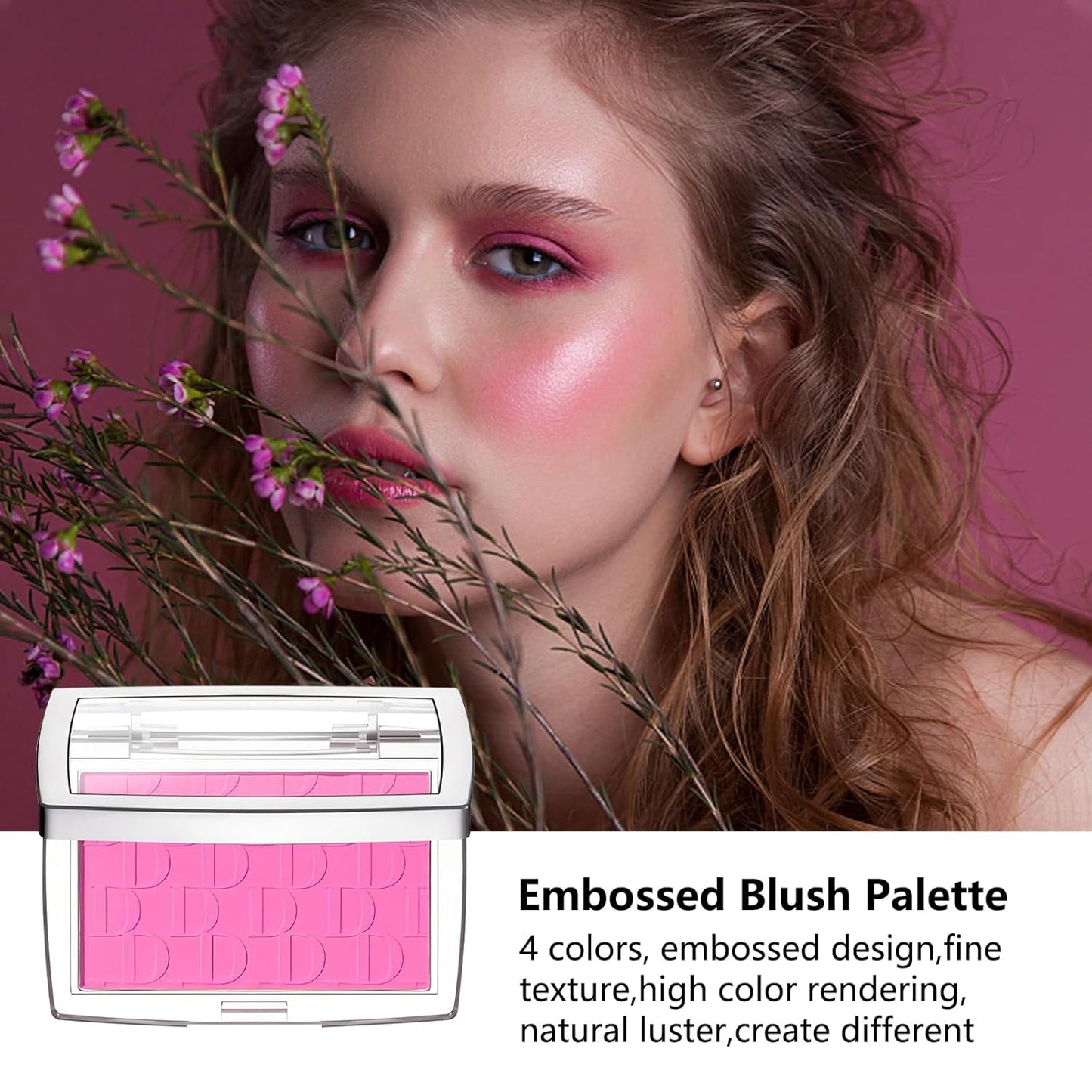 Embossed Blush, Palette Pink Dark Powder Blush Palette