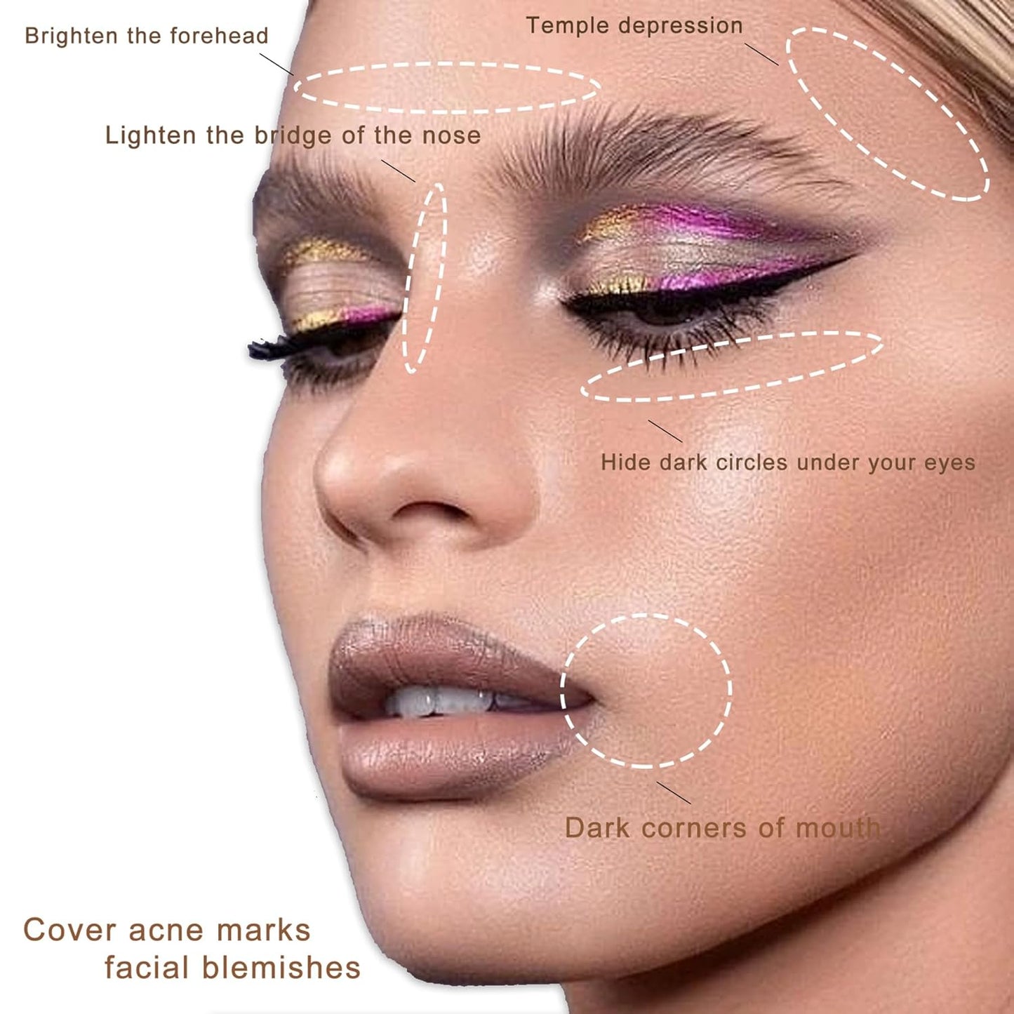 Cream Concealer Corrector Correcting Contour Makeup Set under Eye Concealer Cream Kit for Dark Circles and Blemish 7