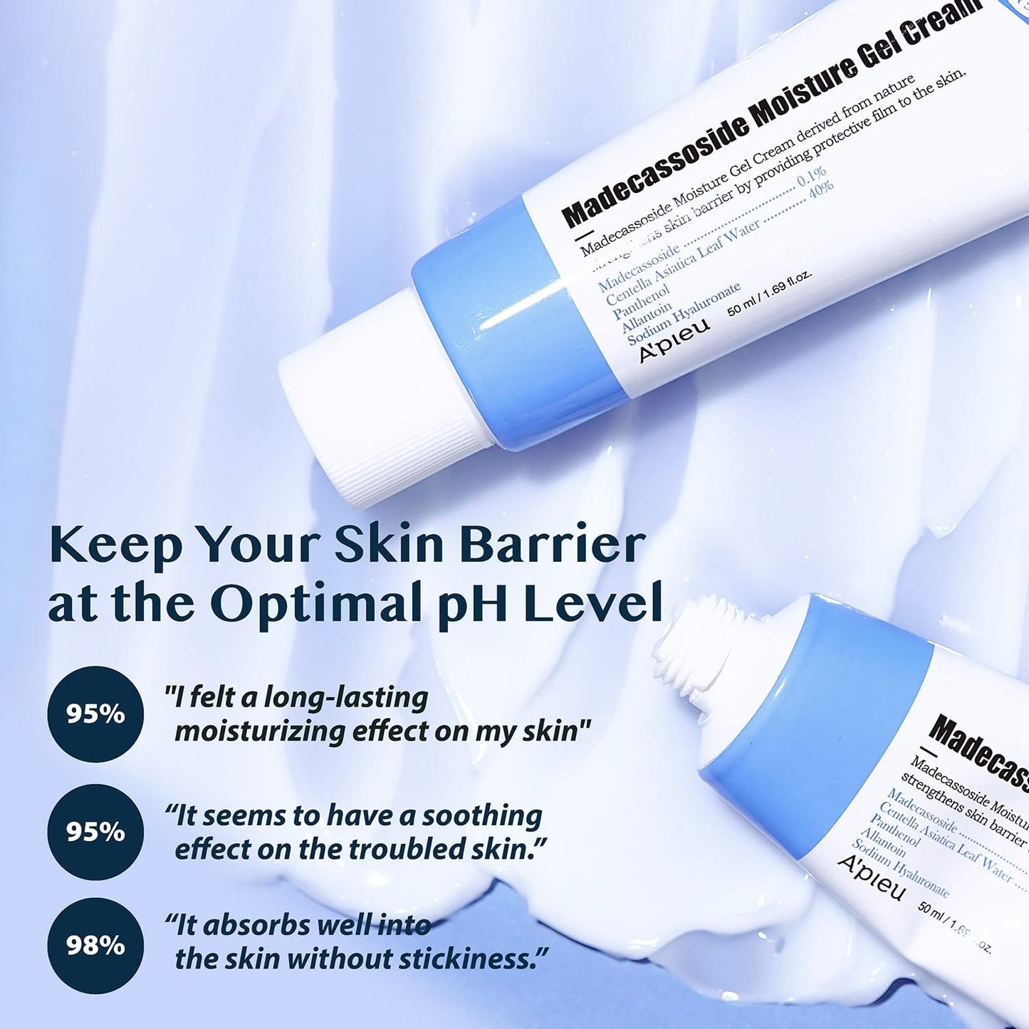 A'PIEU Madecassoside Moisture Gel Cream (1.69 Fl oz) - for Hydrating Dry and Sensitive Skin- Helps Soothe Damage and Maintain Optimal pH level- Centella Asiatica, Panthenol, Allantoin