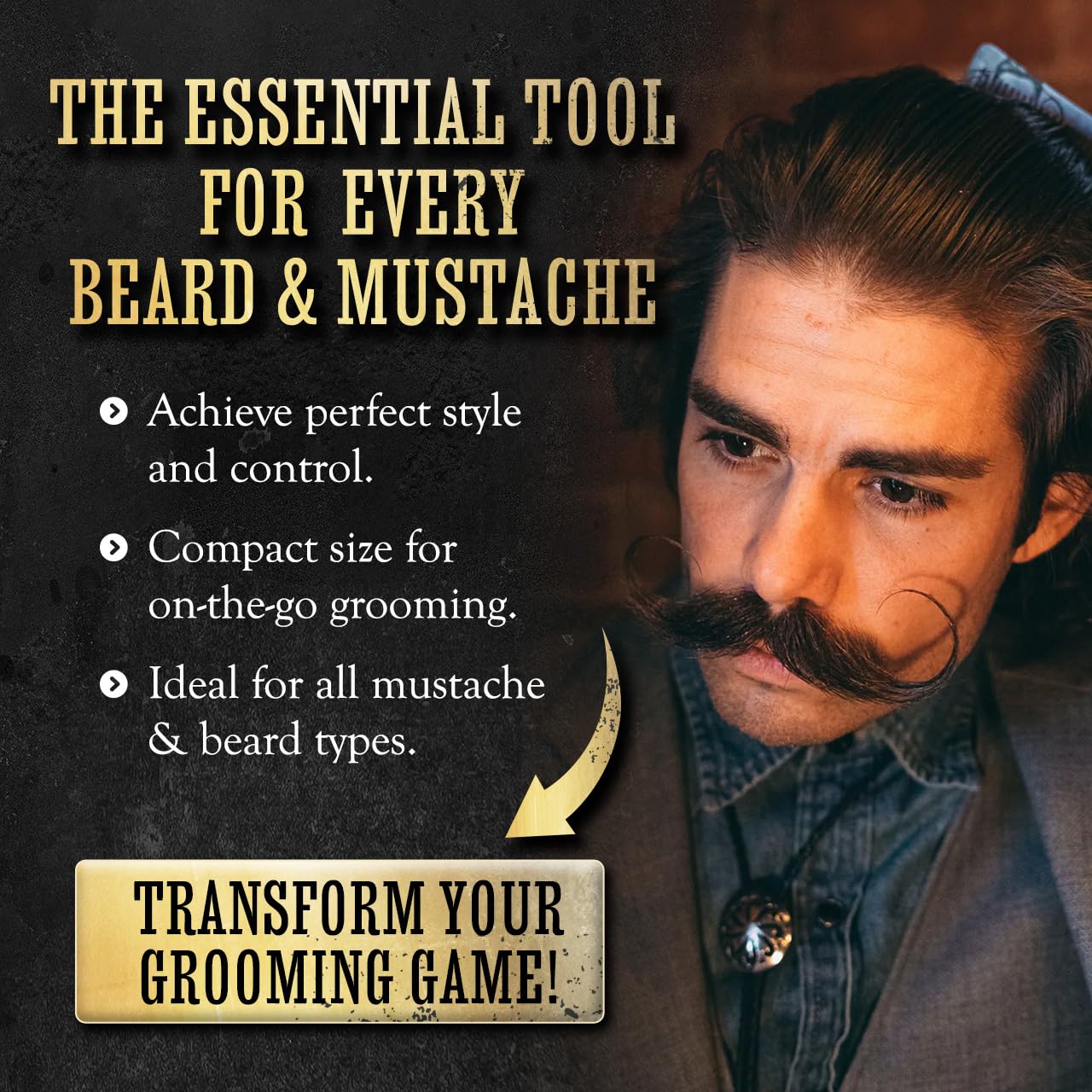Mustache Wax Strong Hold Sudden Death 1 oz Tin & Platinum Death Grip Mustache Comb Mens Combo Kit - Grooming For Men Handlebar Moustache & Beard Wax Styling