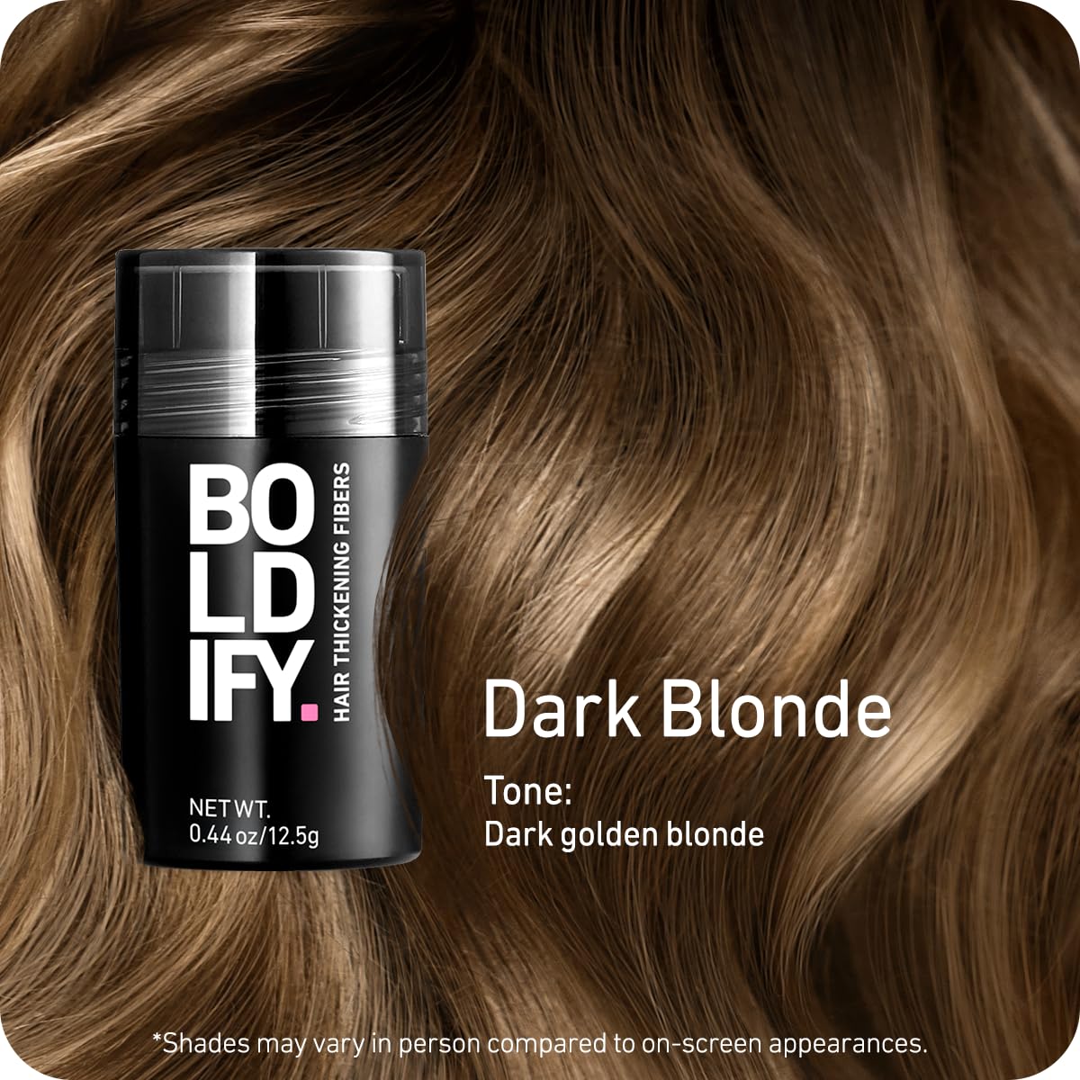 BOLDIFY Hair Fibers (12.5g) - Fill In Thinning and Fine Hair for an Instantly Fuller, Thicker Look - 14 Shades for Women & Men - Dark Blonde