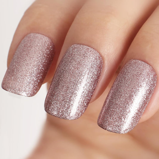 Rose Gold Super Glitter Gel Nail Polish,15ml UV/LED Soak Off Sparkly Rose Gold Gel Polish for Manicure Salon or DIY Nail Art at Home,Holiday Party Color - GP0090