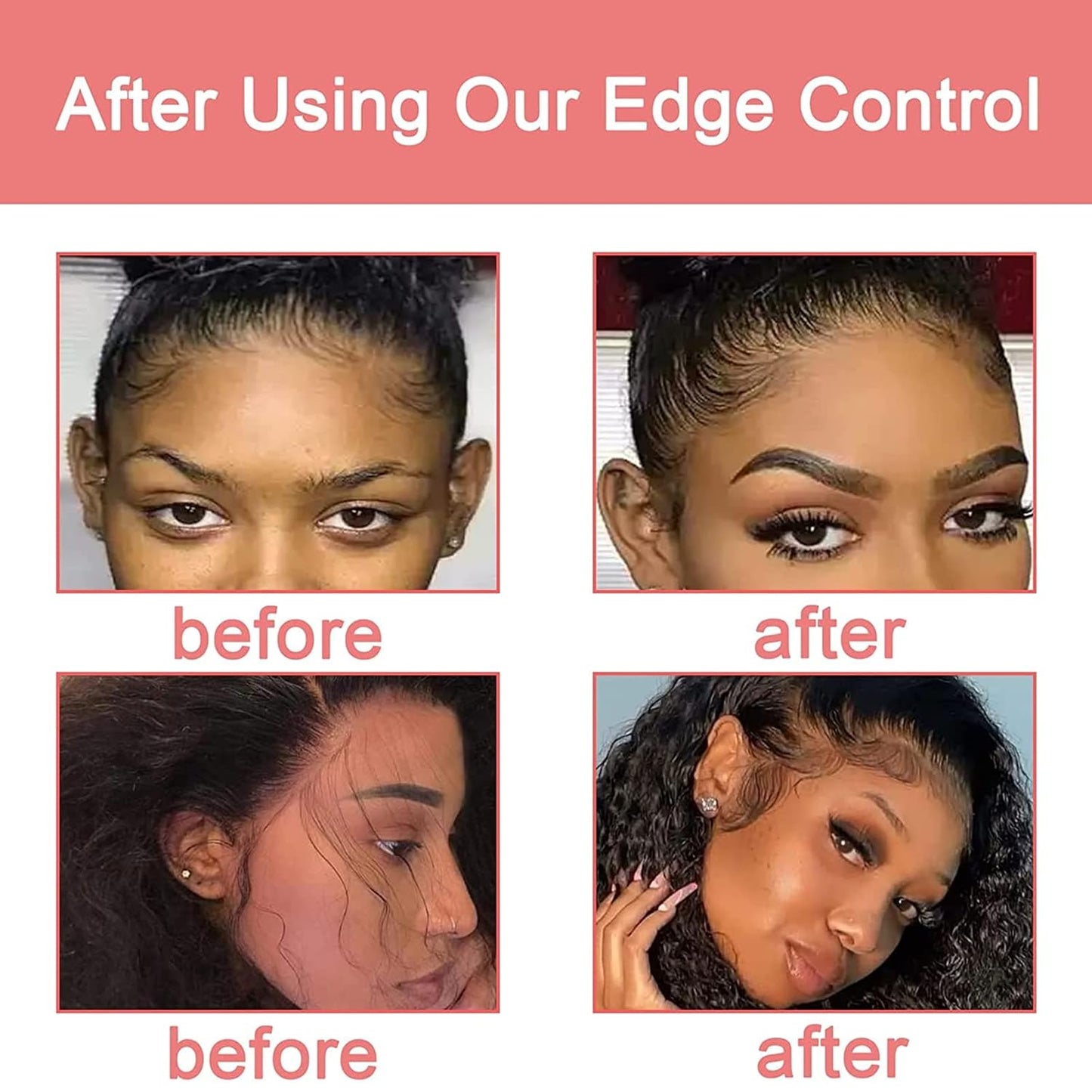 Edge Control Wax for Women Strong Hold Non-greasy Edge Control Smoother Edge Wax, Edge Wax Styling Gel Edge Control for Black Hair No Flaking, White Residue, Shine and Smooth (edge control-6pcs)