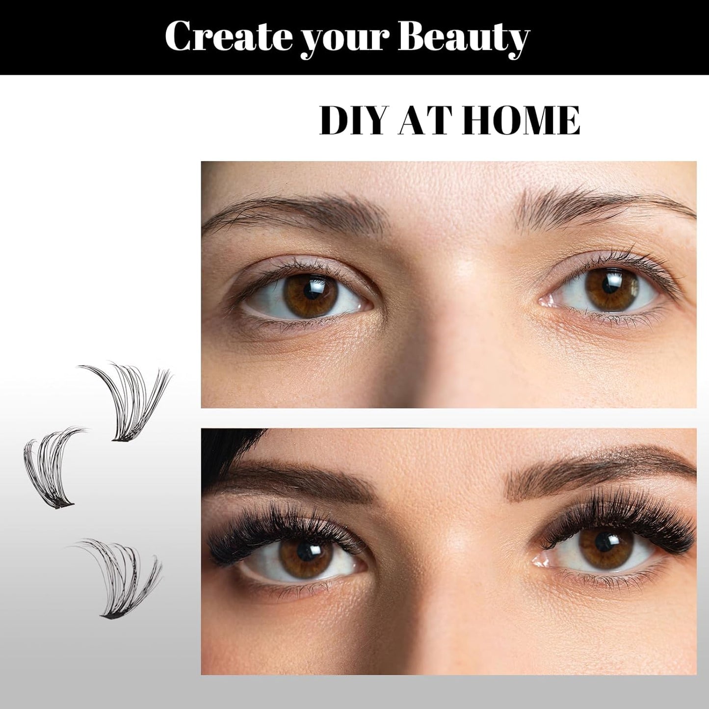 Lash Clusters 320pcs Individual Lashes 30D&40D&60D DIY Lash Extensions D Curl Lash Clusters False Eyelashes Natural Look 11-20mm Mix Cluster Eyelash Extensions EASY TO USE (30D+40D+60D-0.07D)