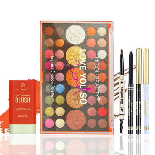 All in One Professional Makeup Kit for Women Girls Holiday Makeup Gift Sets Xmas Essential Bundle Include Eyeshadow Palette Lipstick Blush Concealer Eyeliner Mascara Brush Eyebrow Pencil