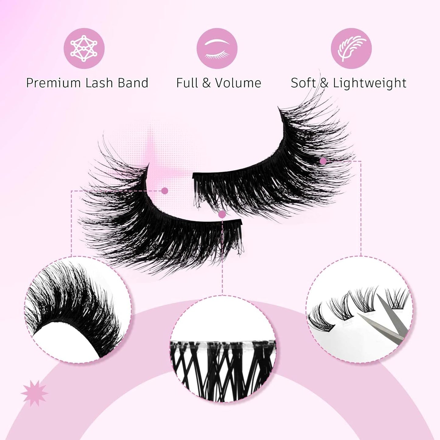 False Eyelashes Kit Thick and Voluminous Cat Eye Lashes Wear Comfortable Fake Lashes with Thin Band, 14 Pairs Lash Applicator Tool at Home by FADLASH,LZDD