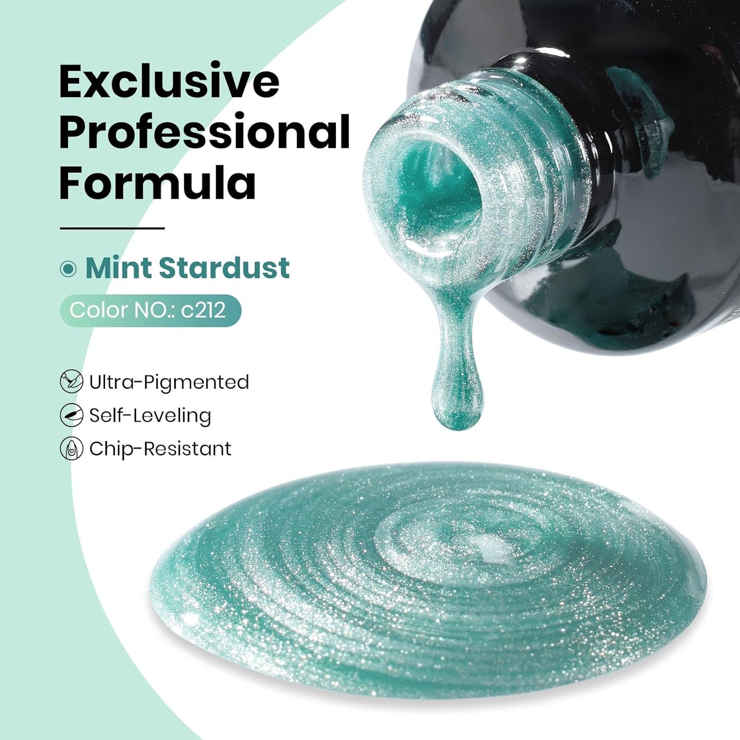 Beetles Green Cat Eye Gel Polish, 15ML Mint Green Cat Eye Glitter Gel Polish with Magnet Soak Off UV Shimmer Velvet Gel Mint Stardust Series French Nail Art Design Manicure Gifts for Women