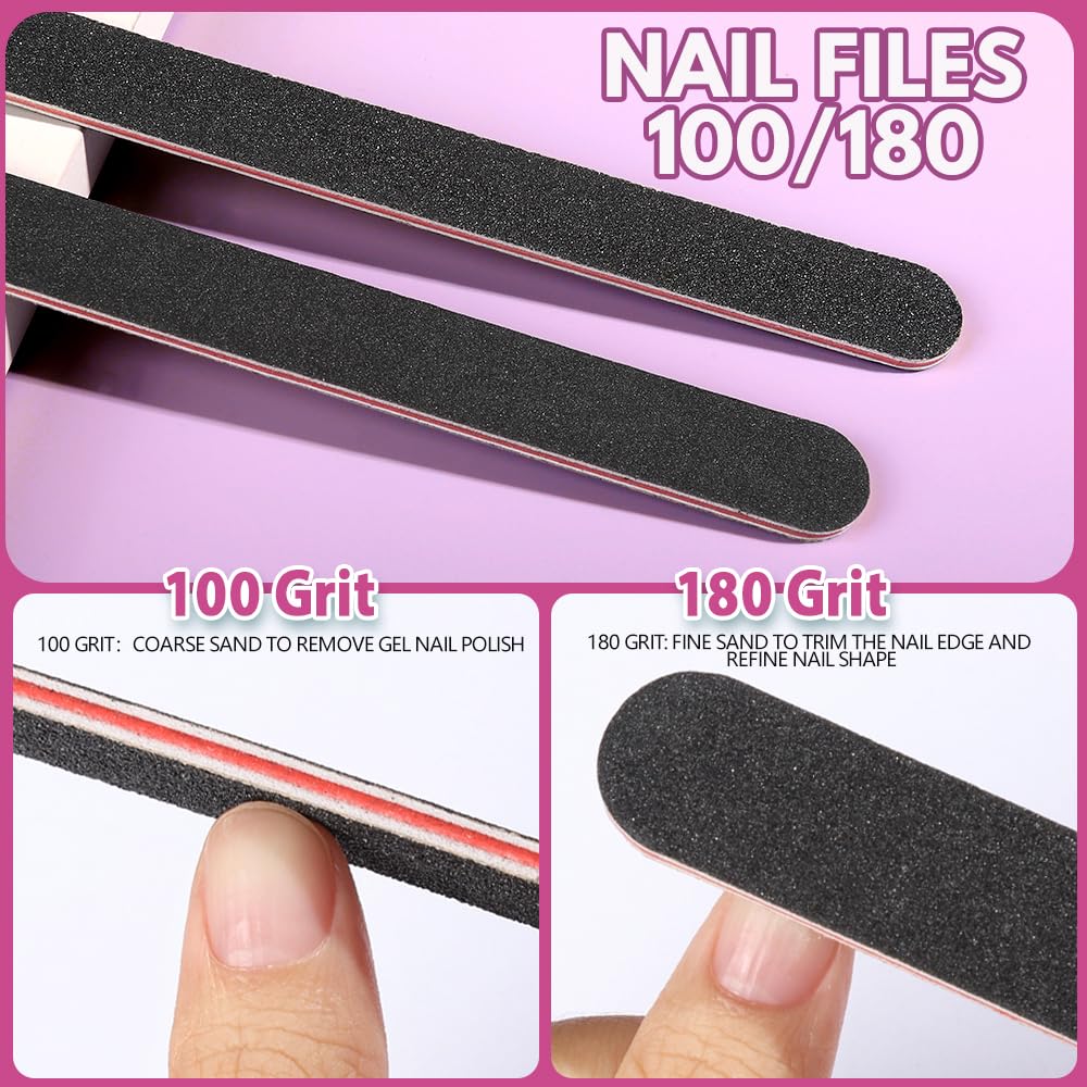 FANDAMEI Nail Files and Buffers, 20PCS Nail File Kit. Rectangular Nail Buffer Block & 100/180 Grit 7 Way Nail File & Polishing Buffer. Nail Prep Kit. Professional Manicure Nail Tools
