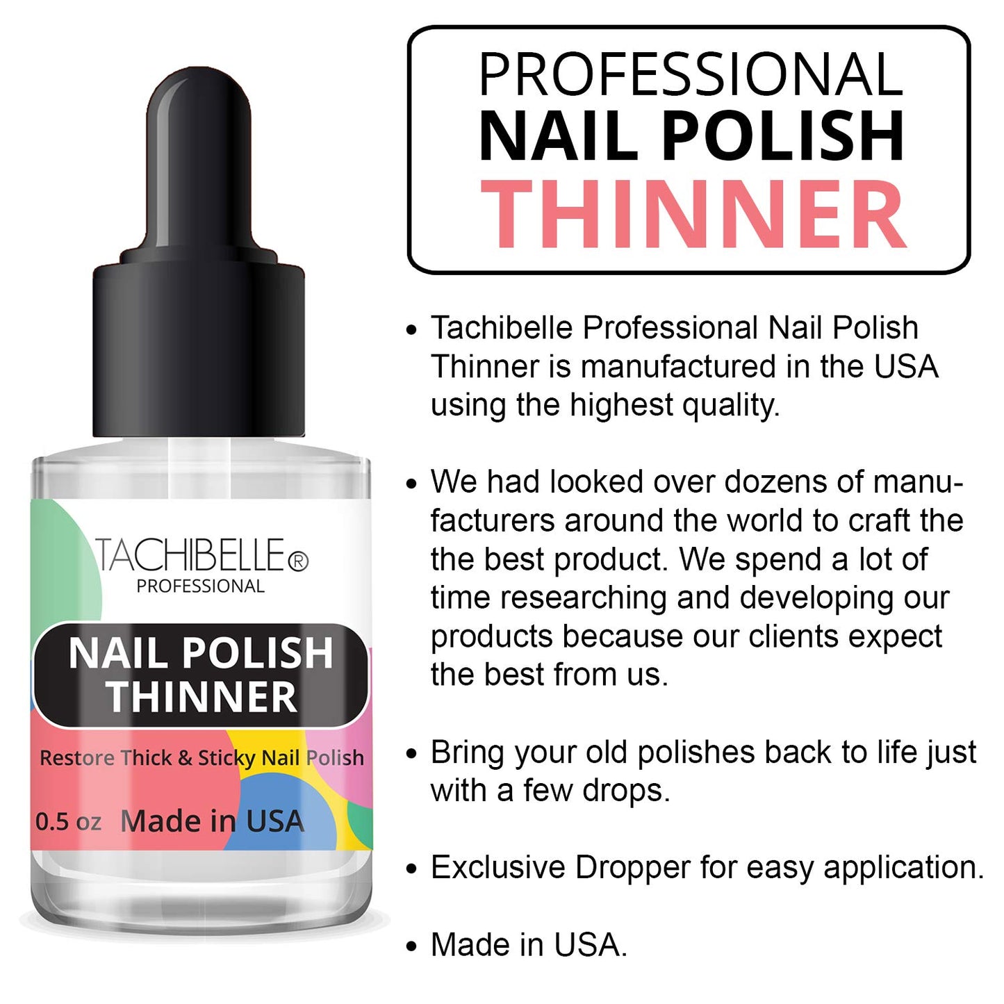 Tachibelle Nail Polish Thinner 0.5 oz - Bring your old polishes back to life (2 Bottles)
