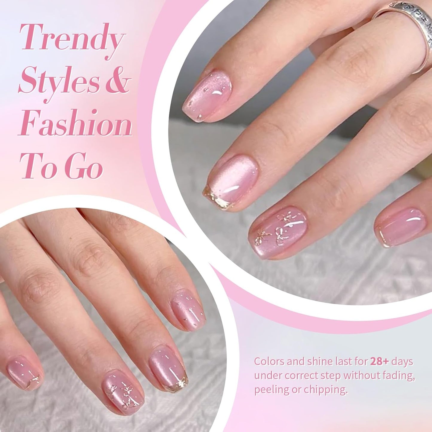 Born Pretty Cat Magnetic Eye Gel Nail Polish, Pink Moonlight Cat Magnetic Gel, Glass Shiny Effect Pink Soak Off Nail Art Salon Manicure Home Gift 15ml