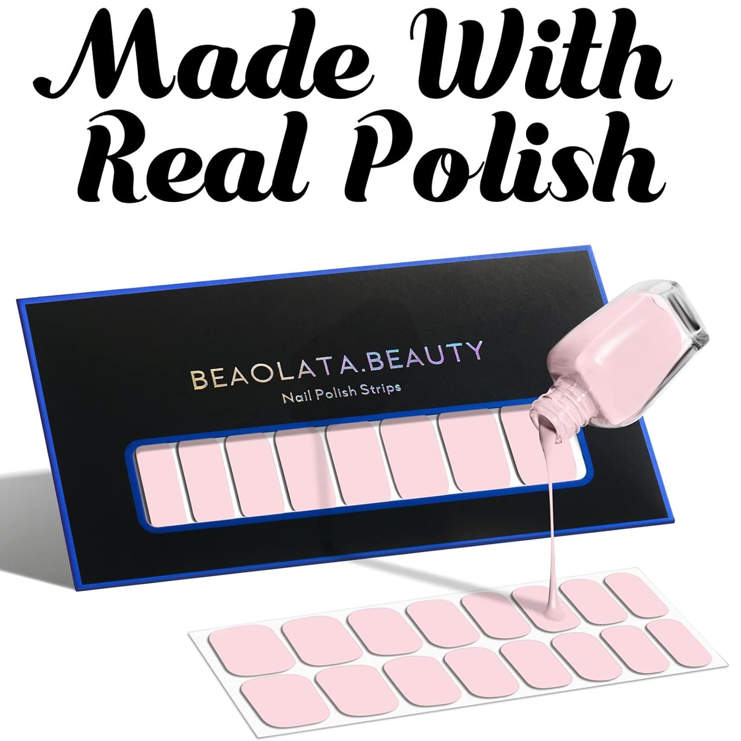 Nail Polish Strips, 32PCS Salon Quality Wraps, Long Lasting Gel Nail Stickers for Women Easy Apply& Remove (Pink Dazzles)