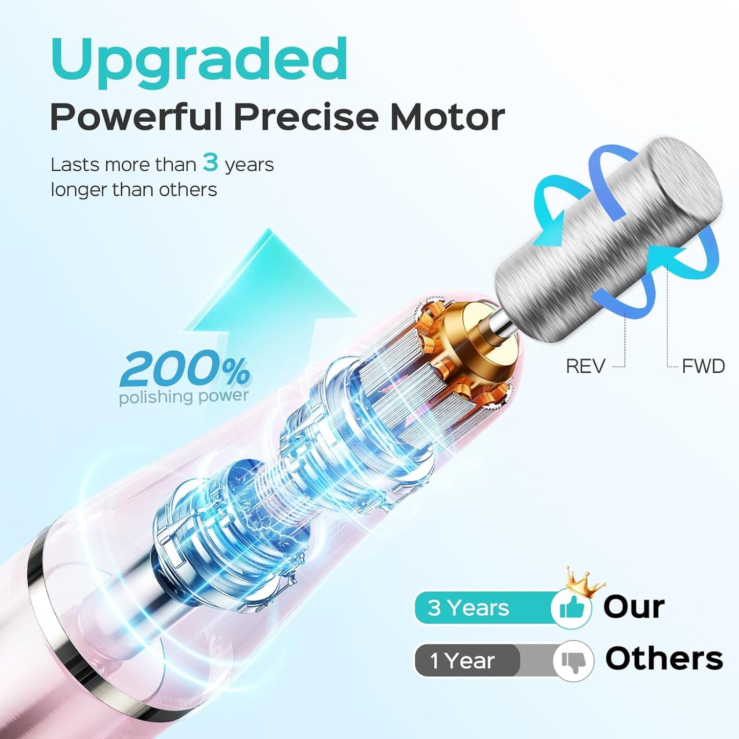 COSLUS Cordless Electric Nail Drill File: Nail Drill Machine with Stepless Speed Knob for Acrylic Gel Dip Powder Polish, Professional Portable Manicure Pedicure Rechargeable for Home Salon Use Pink