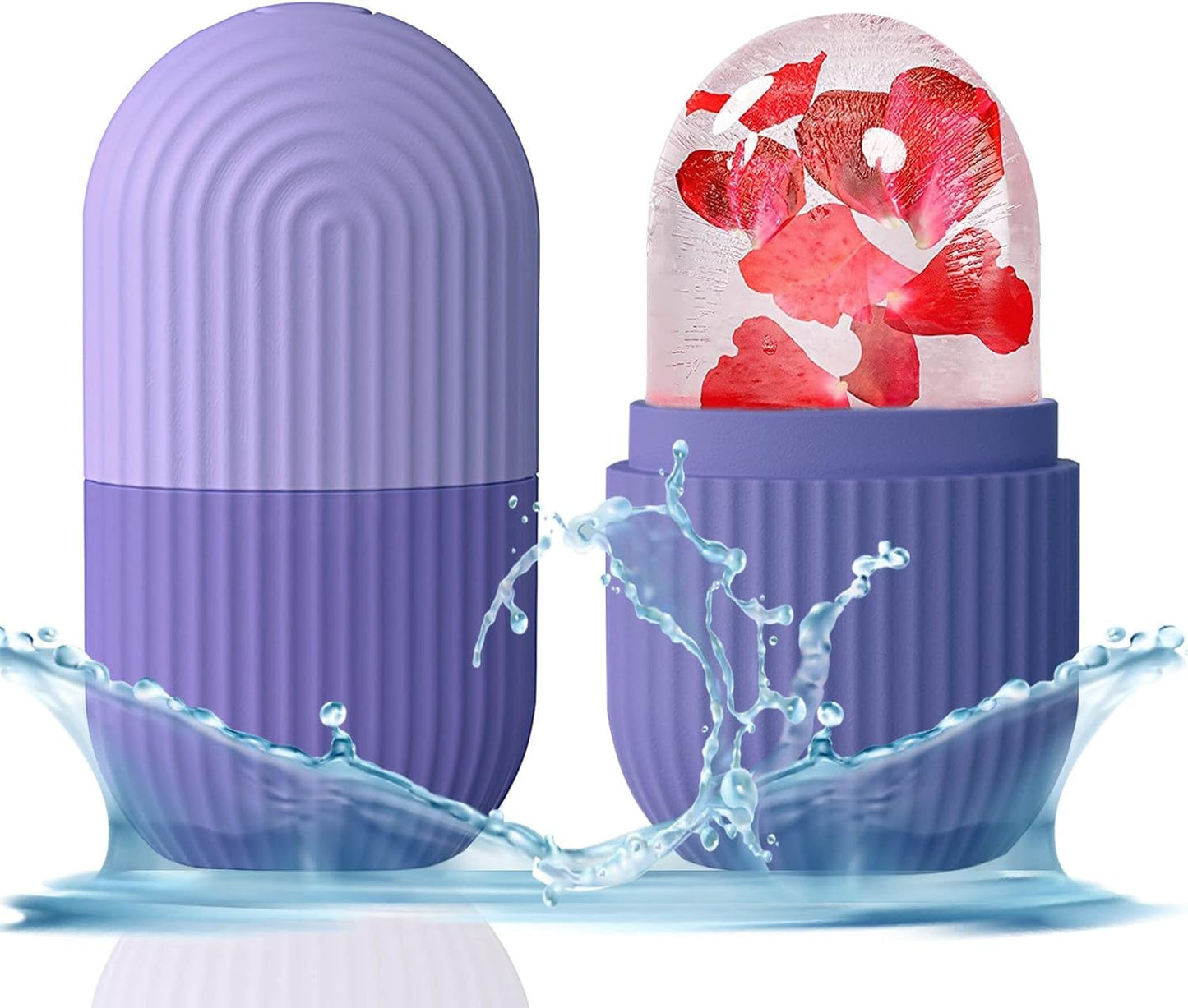 KOGITI Ice Mold for Face & Eye, Beauty Facial Roller, Puffiness Relief Massage Skin Care Tool, Ice Cube Holder (Purple)