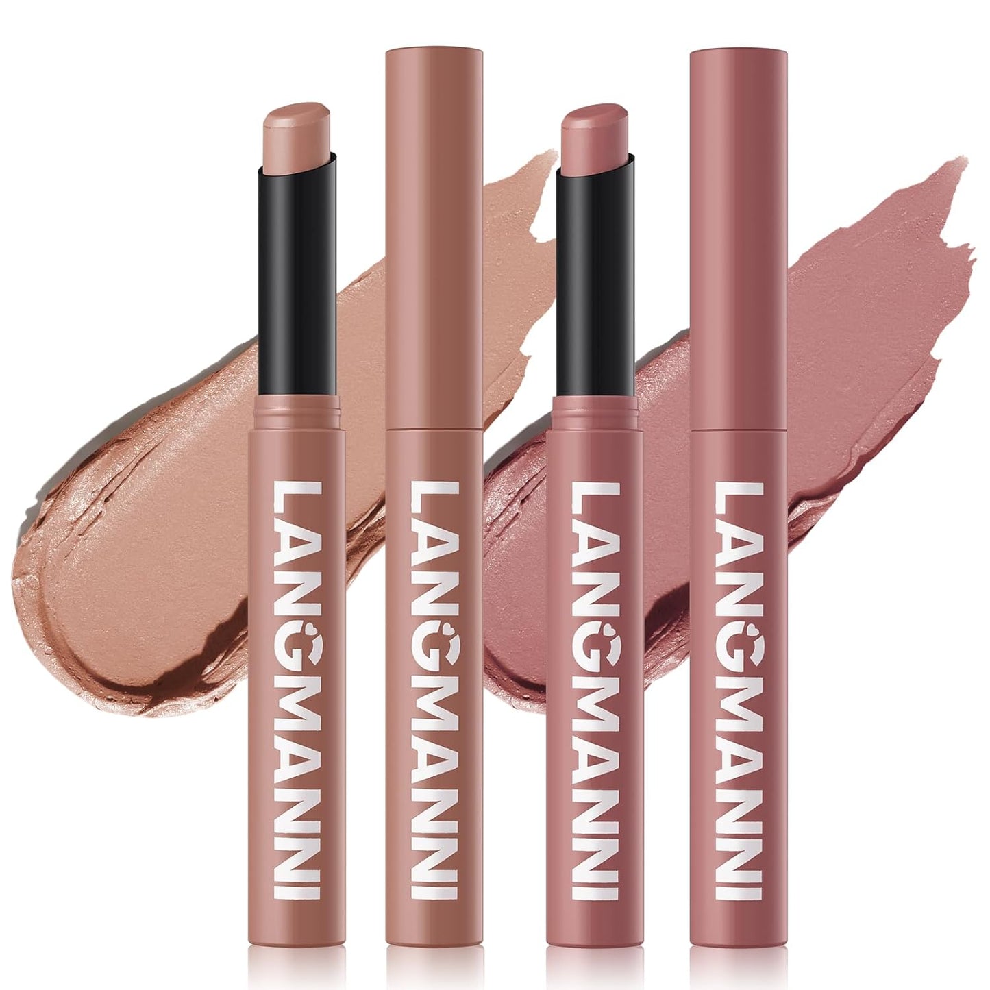 Jolilab 2Pcs Velvet Matte Lipstick Nude Matte Soft Dark Color Stick High Pigmented Long-Lasting Waterproof Lip Stick Lip Balm Beauty Cosmetics Gift for Girls and Women（03#+04#