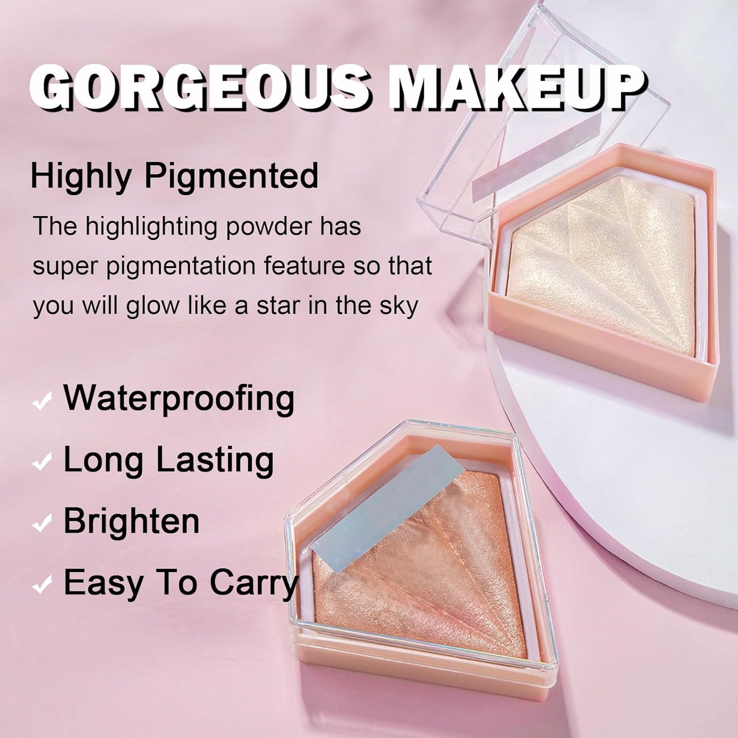 White Highlighter Makeup Palette Face Highlighter Powder Iluminadores De Maquillaje Narutal Shimmer Glitter Highlighter Contour Powder Makeup Palette-04 Ginger Color