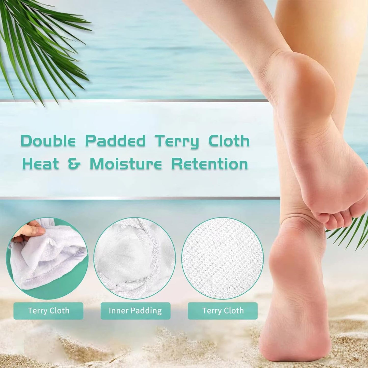 Paraffin Wax Bath Terry Cloth Gloves & Foot Liners, Paraffin Wax Machine Heated SPA Mittens Foot Liners, Thick Heat Hand Feet Treatment Insulated Mitt Spa Feet Cover Great for Men Women (White)