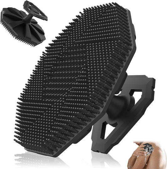 Soft Silicone Body Scrubber Brush, Non-Slip Handheld Cleansing Brush, Rich Foam, Deep Exfoliation, Brightening Skin, Comfortable Massage, for All Skin Types, Men and Women (Black)