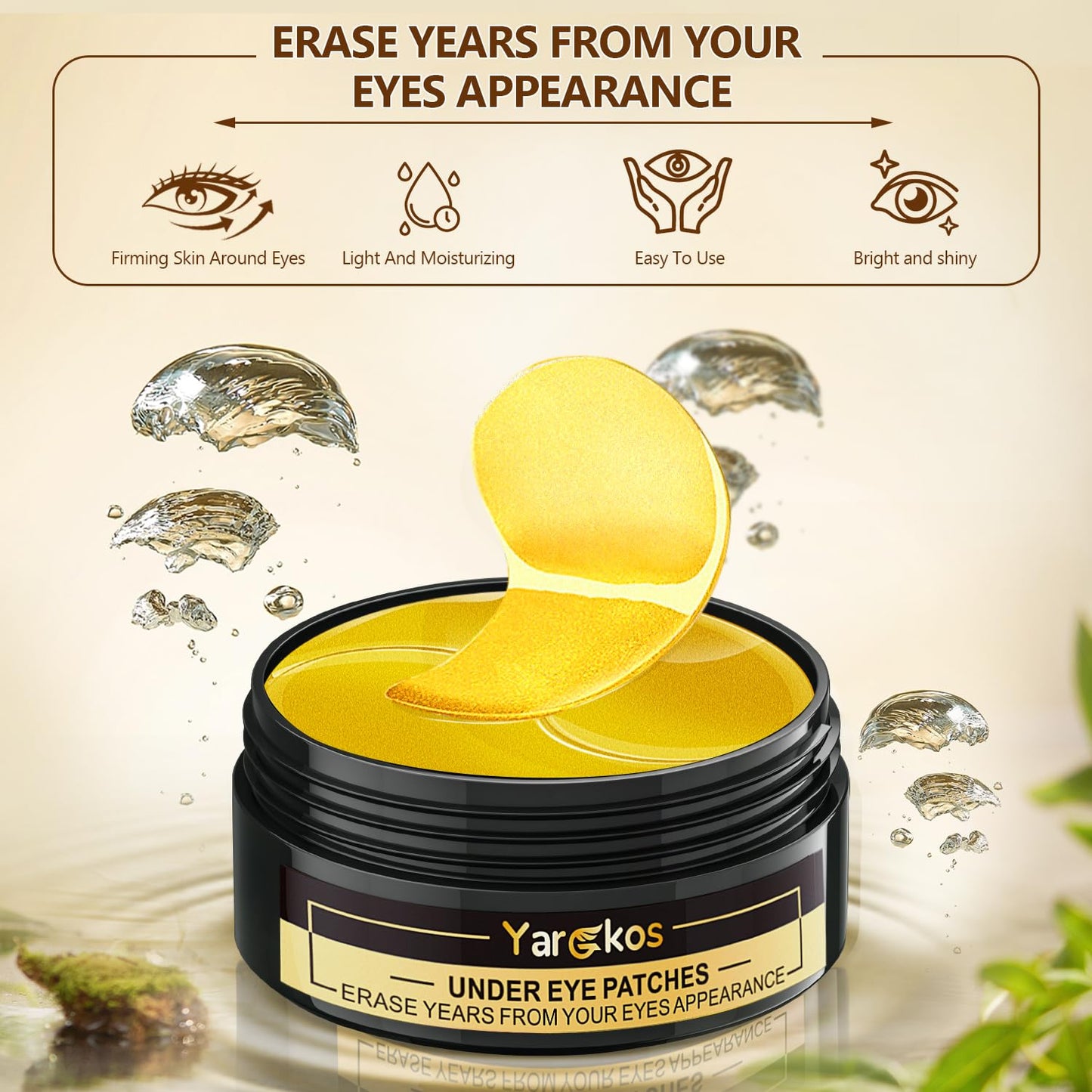 2 Packs 60 Pcs Under Eye Patches, 24K Gold+Pink, 30 Pairs Undereye Mask for Puffy Eyes Dark Circles Treatment, Collagen Gel Pads Hydrating for Eye Bags Puffiness Wrinkle, Women Men Beauty Skin Care