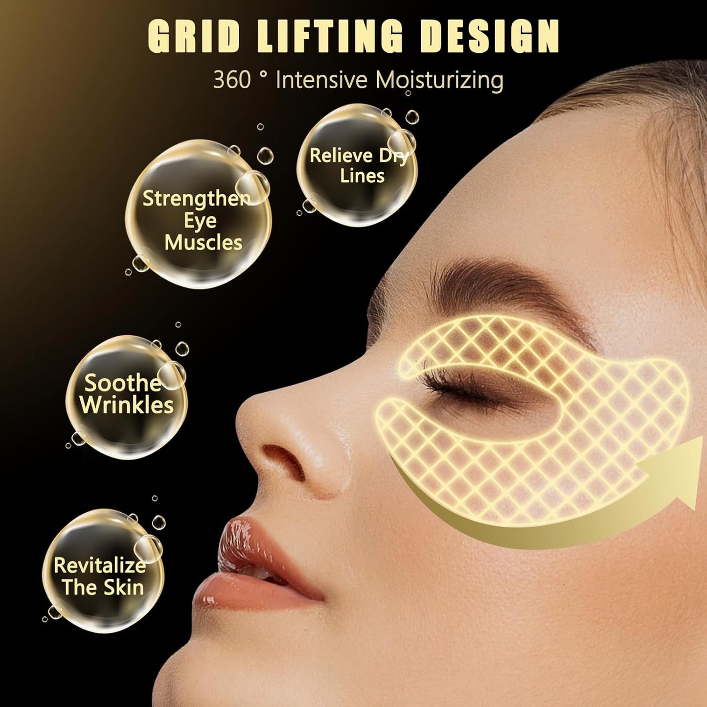 SACATR Under Eye Patchs, Under Eye Patches for Puffy Eyes and Dark Circles Wrinkle Eye Bags, Gold Eye Patches for Puffy Eyes with Abundant Collagen-5 Pairs(24k Gold)