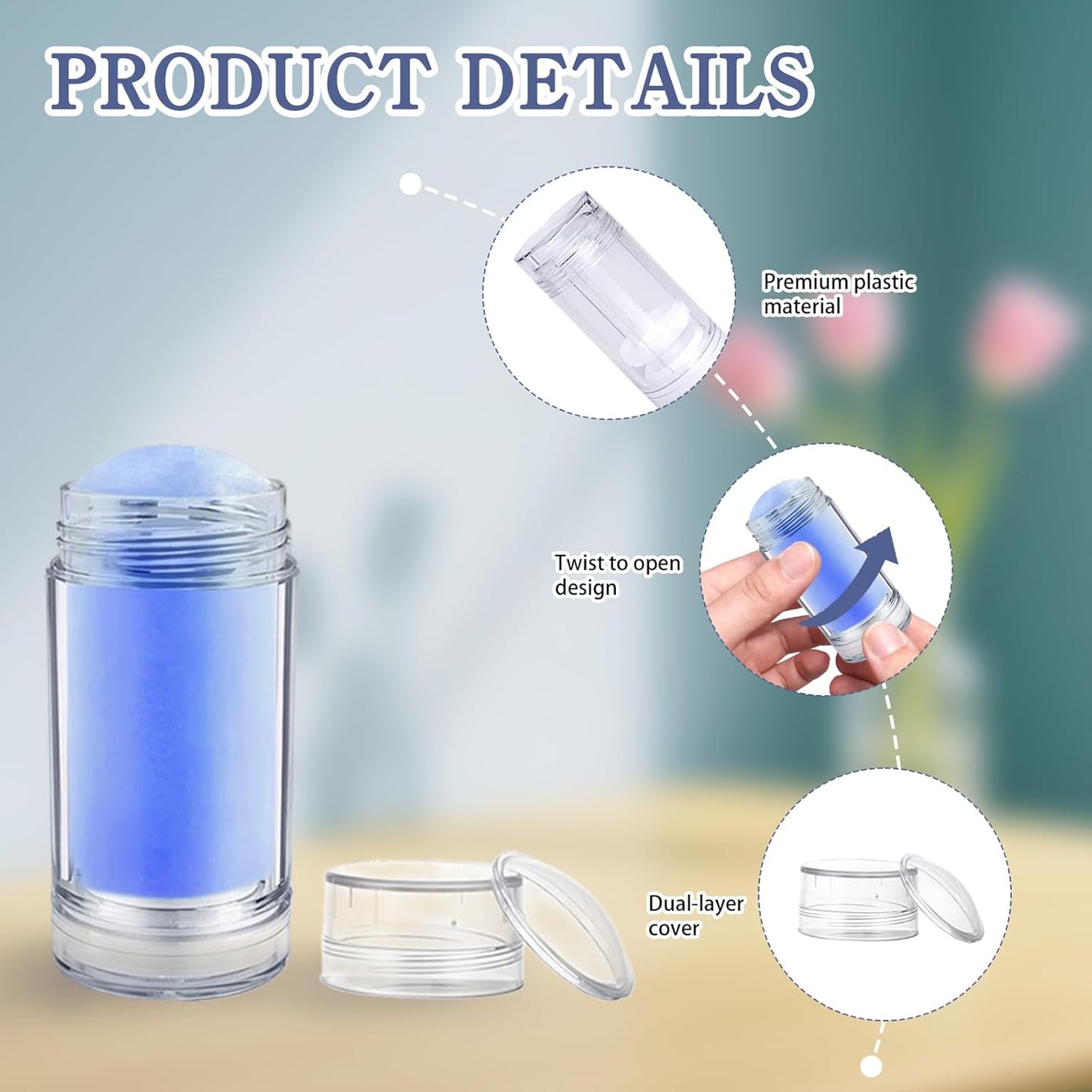 36 Pcs Empty Deodorant Containers Clear Plastic Twist up Filling Stick Round Bottomfill Lip Balm Tubes Refillable Deodorant Bottles for DIY Homemade Crayon Lipstick (30 ml)