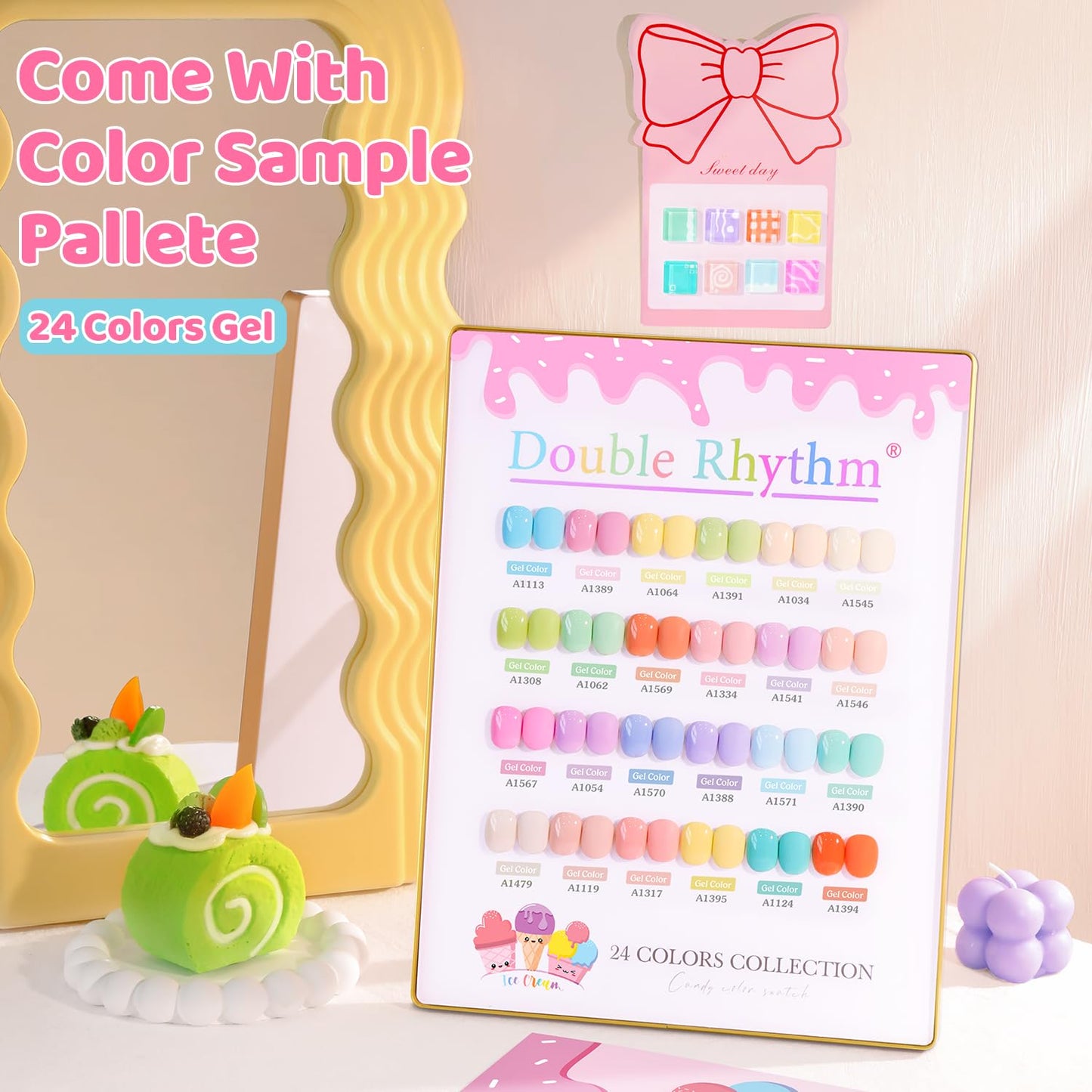 Double Rhythm 28Pcs 0.5Oz Gel Nail Polish Set Same Color Same Bottle Soak Off Gel Polish Kit Nail Art Manicure Salon DIY at Home for Women (Pastel Candy Collection-T24-5)