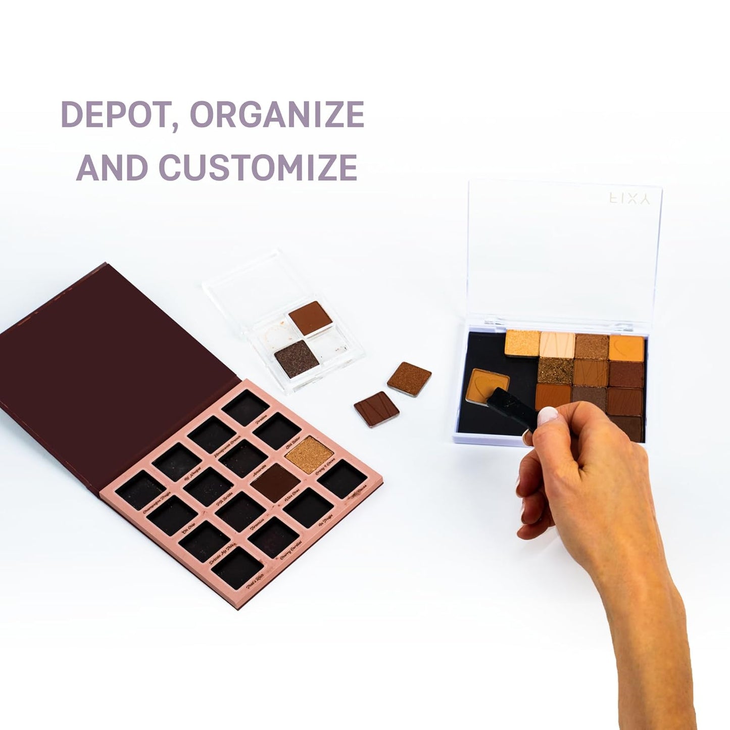 FIXY Extra Small Magnetic Makeup Palette | 4.8"x4.0" Clear-Top Organizer – Depot, Organize & Declutter Eyeshadow, Blush & More – Travel-Friendly, Customizable & Portable