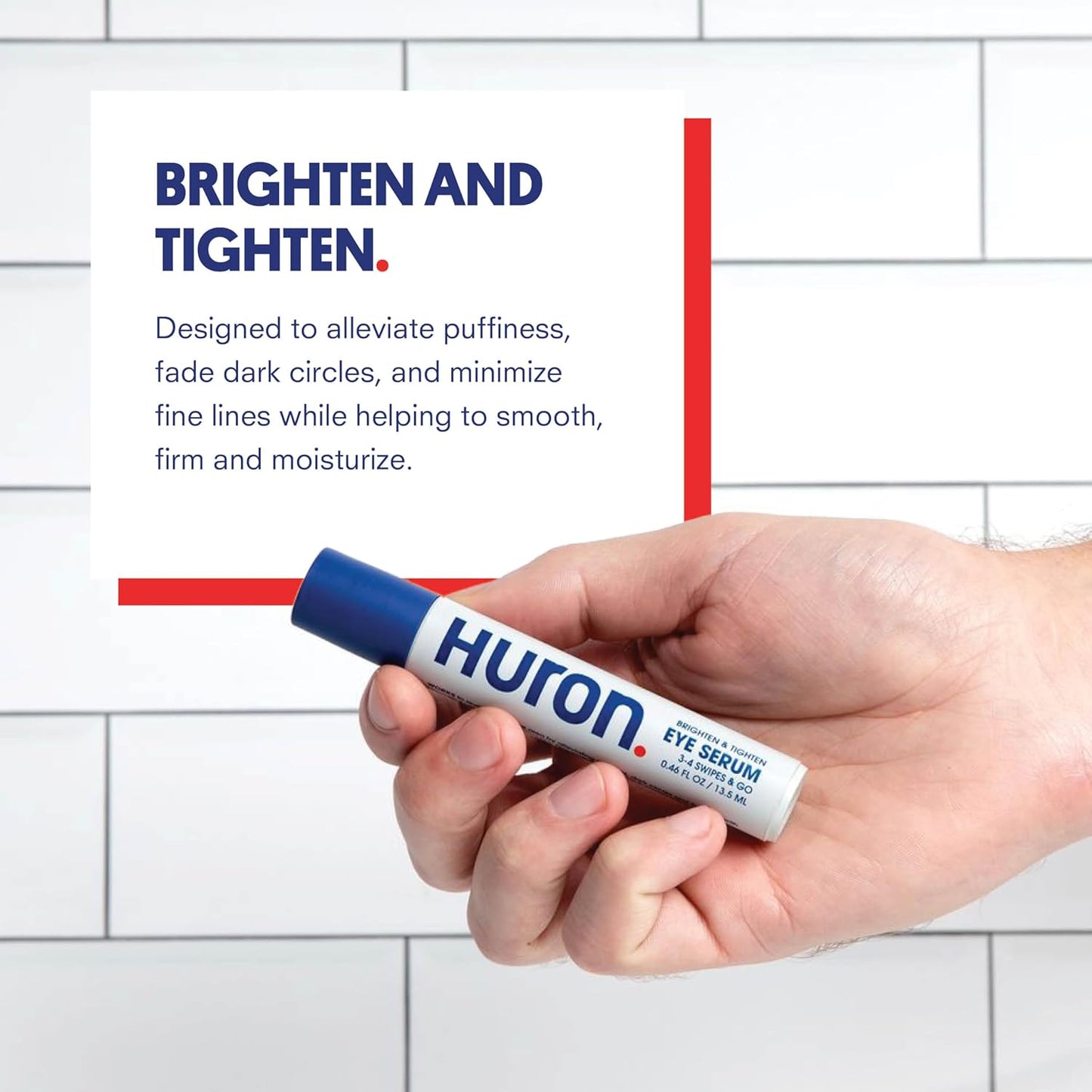 Huron Eye Serum - Men’s Eye Roller - Helps Alleviate Dark Circles, Fine Lines and Puffiness - Contains Niacinamide & Caffeine - Apply Twice a Day