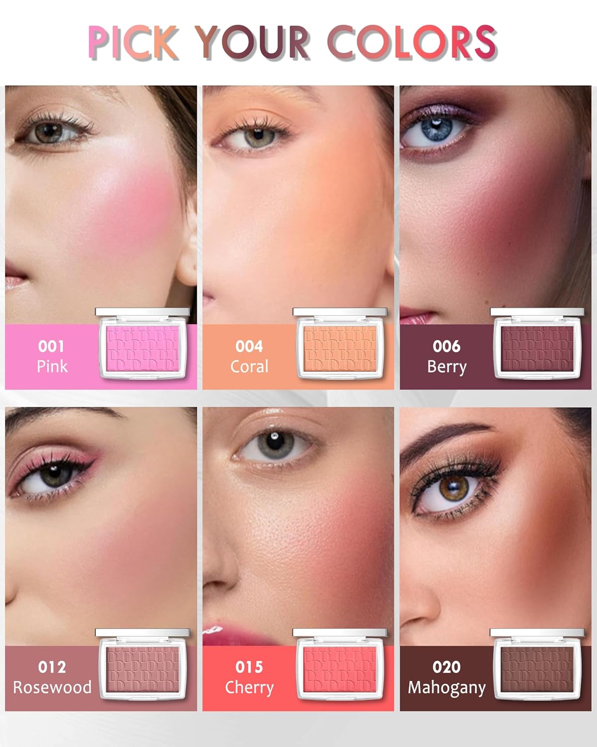 Powder Blush Palette, Matte Powder Makeup Blush for Cheeks, Natural Glow Face Blush Contour Palette, Lightweight, Smooth, High Impact Buildable Color, Long-lasting All-Day Face Enhancing -#Coral