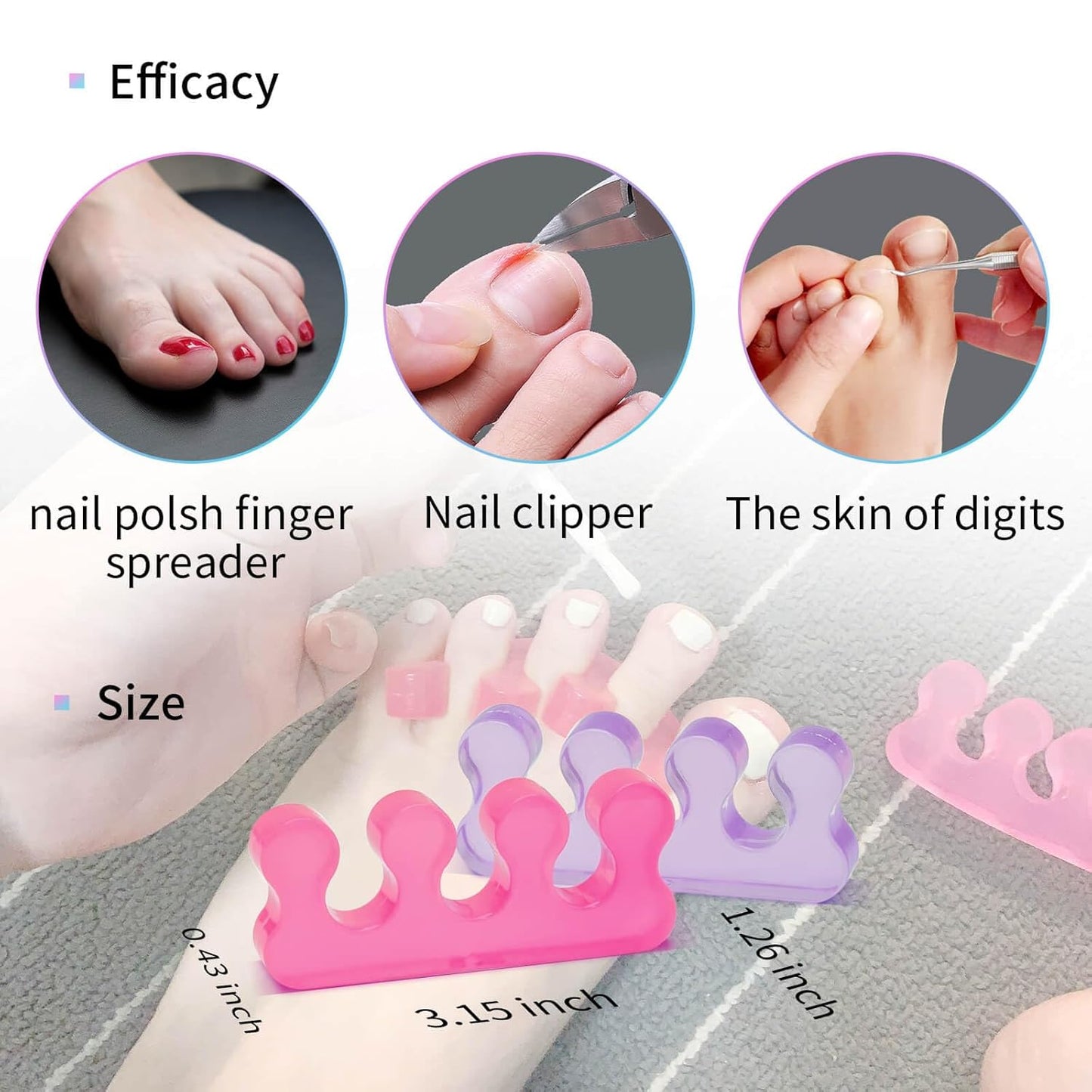 SUNFATT Gel Toe Separators,Toe Spacers for Women,Pedicures Toe Separators Use for Separation of Toenails or Nails,Beauty Pedicure Tools Suitable for Supplies for a Salon Pedicure.