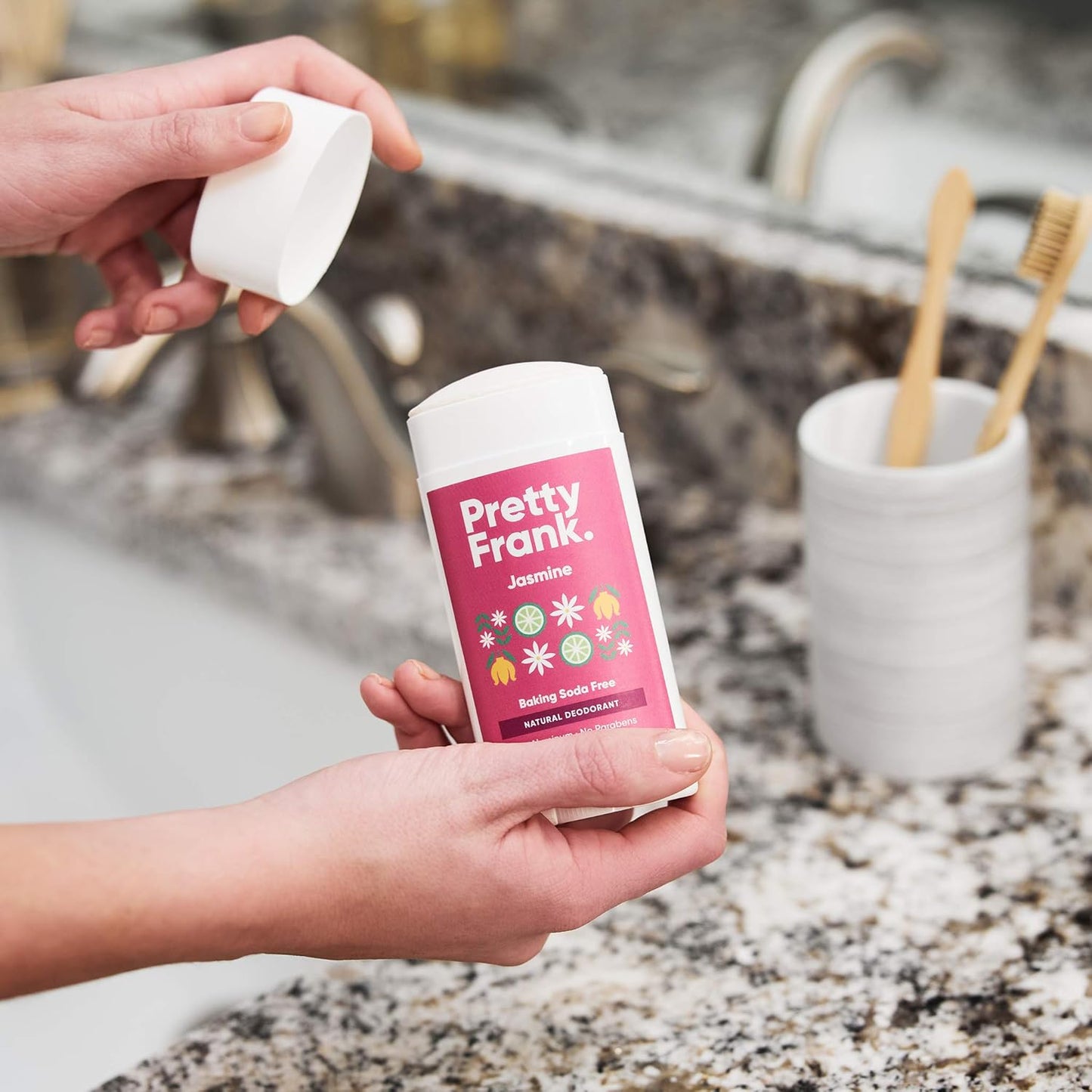 Pretty Frank Natural Aluminum-Free Deodorant Stick, Baking Soda-Free, Jasmine (1-Pack) | Sensitive Skin Friendly, Effective All-Day Odor Control for Women & Men, Organic Ingredients and Essential Oils