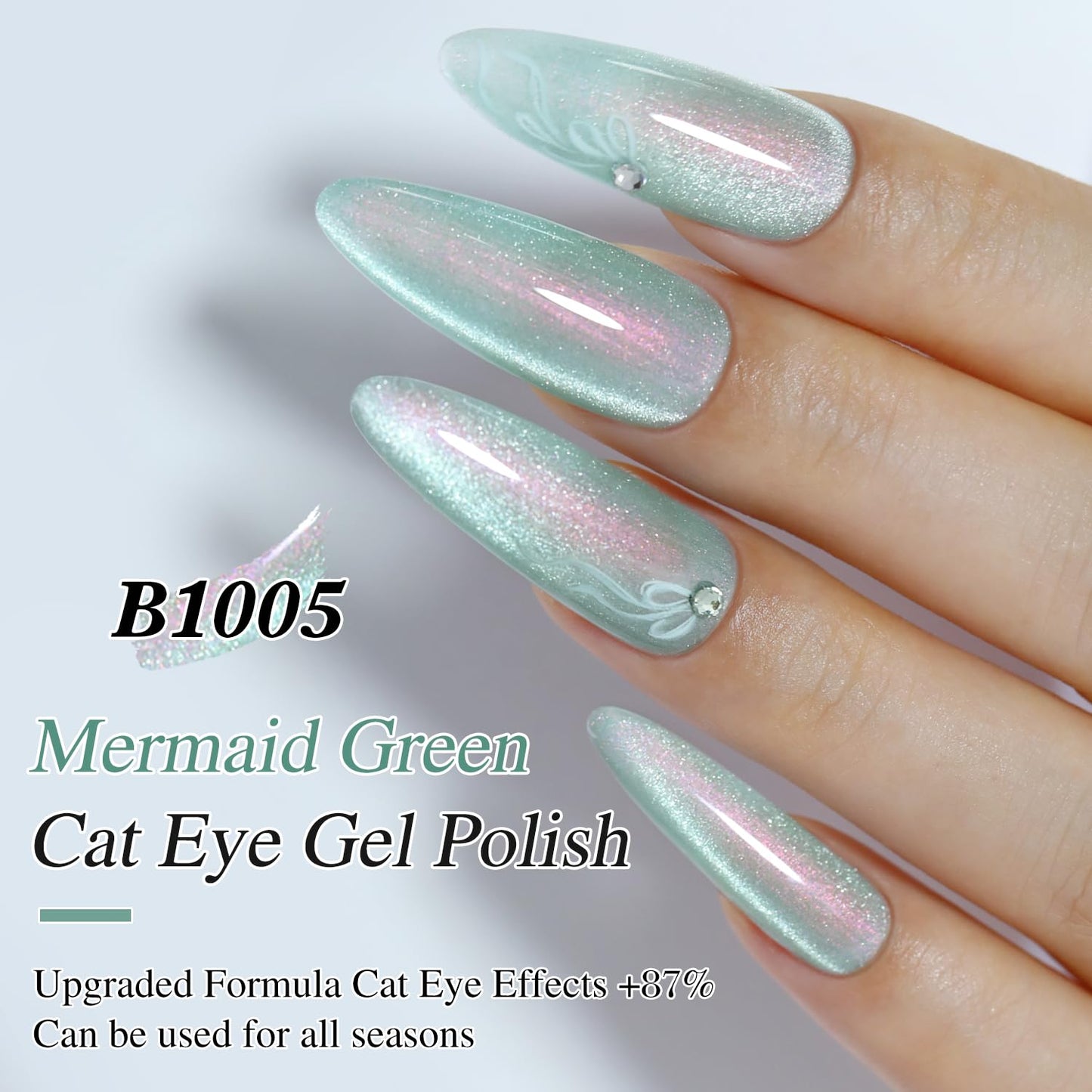 Double Rhythm 0.5 OZ Cat Eye Gel Polish with Magnet 15ML Holographic Glitter Shimmer Translucent Jelly Color Magnetic Polish Salon DIY at Home (MC1005)