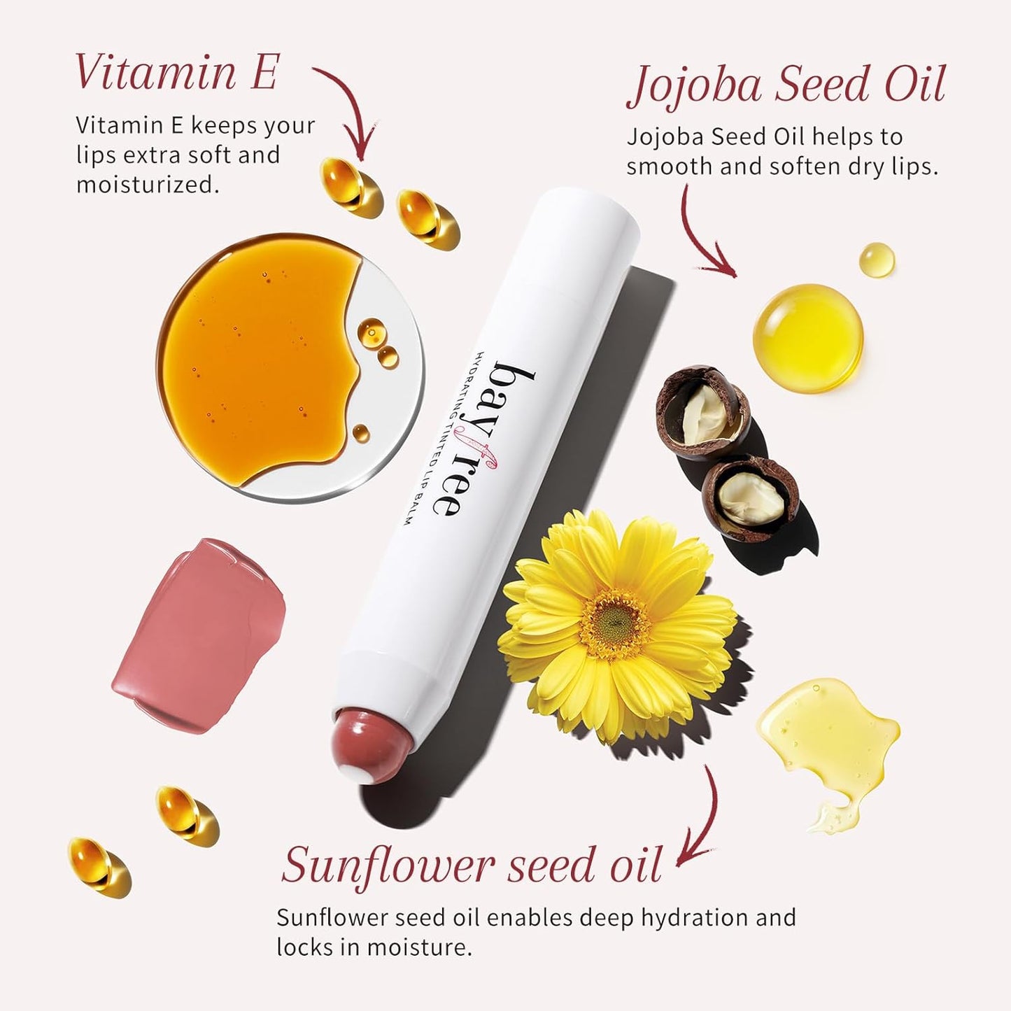 Tinted Lip Balm Plumper, Glossy, Pump Lips, Lightweight, Moisturize & Tint with Jojoba Seed Oil, Vegan Lipbalm Lip Care, Pink Rose