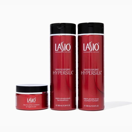 Lasio Keratin-Infused Hypersilk Intense Hair Repair and Healthy Hair Kit - Contains Professional Salon Level Grade Shampoo, Conditioner, and Masque - All In One Hair Kit
