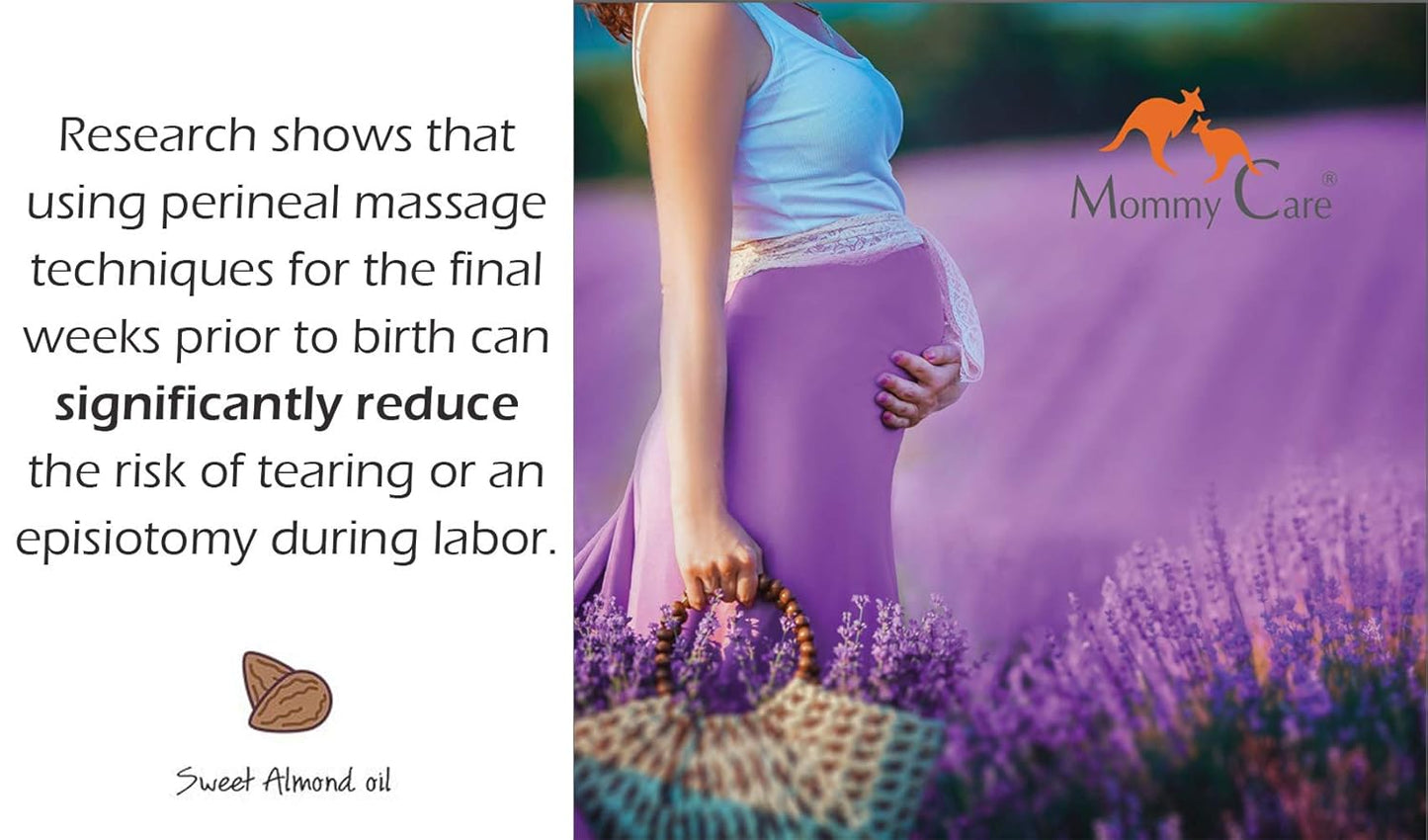 Mommy Care Perineal Massage Oil Labor Preparation, Flexible Perineal Massage Oil, Sweet Almond Oil For Pregnancy and Postpartum Recovery 100ml/3.38 fl.oz Certified Organic All Natural