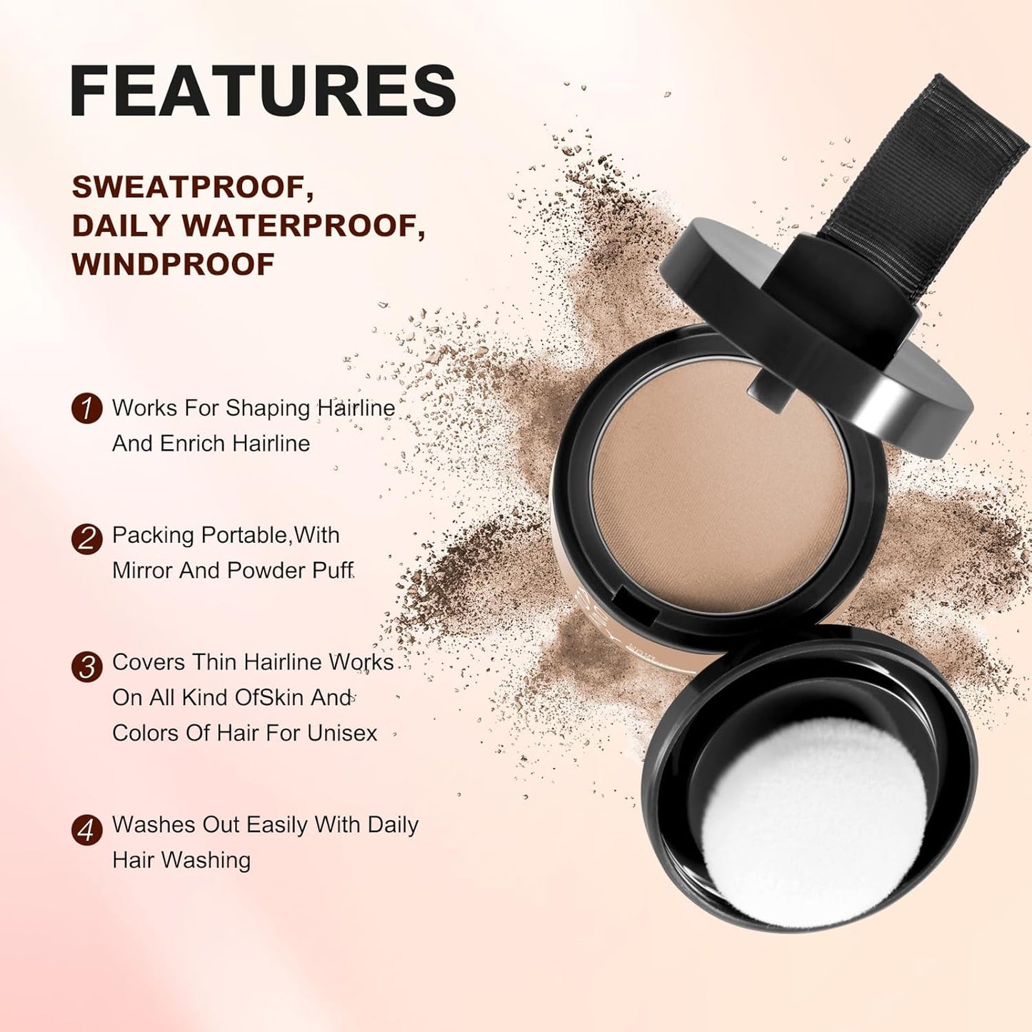 Root Touch Up Hair Powder, Instantly Root Cover Up Hairline Shadow Powder,Hairline Powde for Women Eyebrows, Gray Hair Coverage Touch Up For Men Beard Line,Bald Spots (Light Brown)