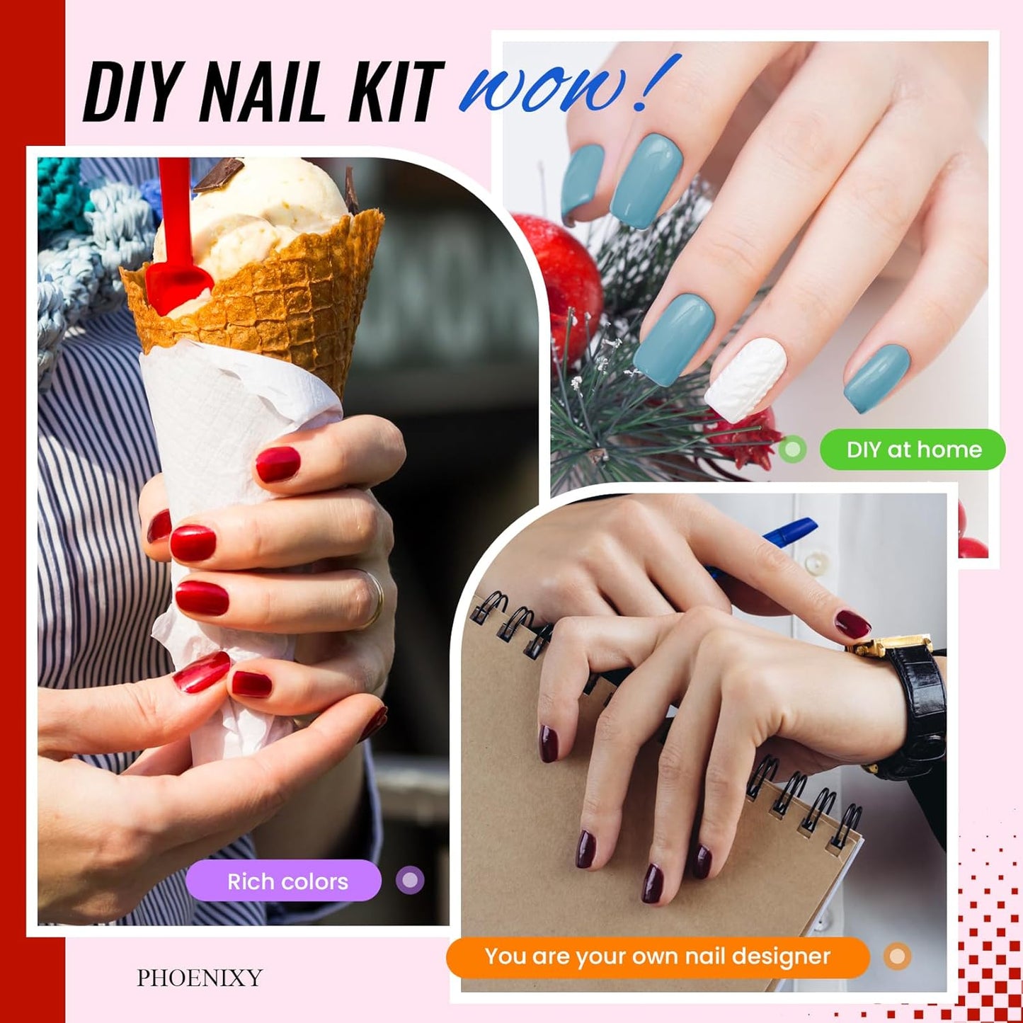 phoenixy 71 Pcs Gel Nail Polish Kit with U V Light, 55 Colours Gel Polish with 5 Pcs Base Top Coat Manicure Starter Nail Polish Set Gifts for Women ST9018