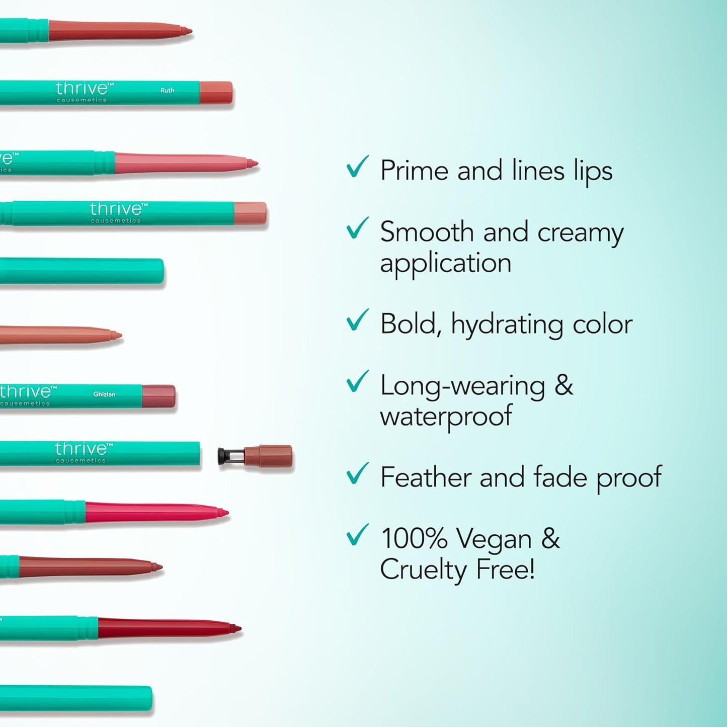 Thrive Causemetics Lip Filler Long-Wearing + Plumping Lip Liner, Shea Butter Hydrating Lip Plumper Retractable Lip Liner Pencil, Built In Sharpener, Vegan & Cruelty Free, Jo (Pink Mauve)