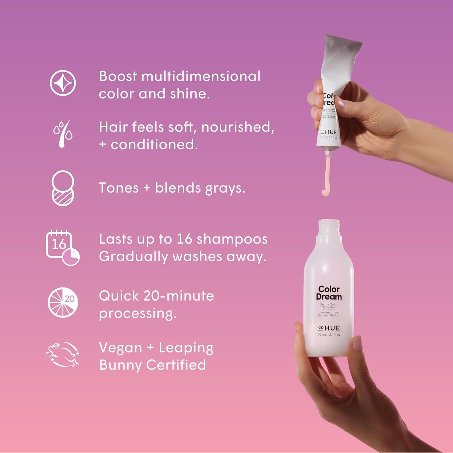 dpHUE Color Dream, Cool Blonde - Ammonia-Free, Demi-Permanent Hair Color - Lasts 16 Washes - Boosts Shine - Paraben & Sulfate Free, Leaping Bunny Certified