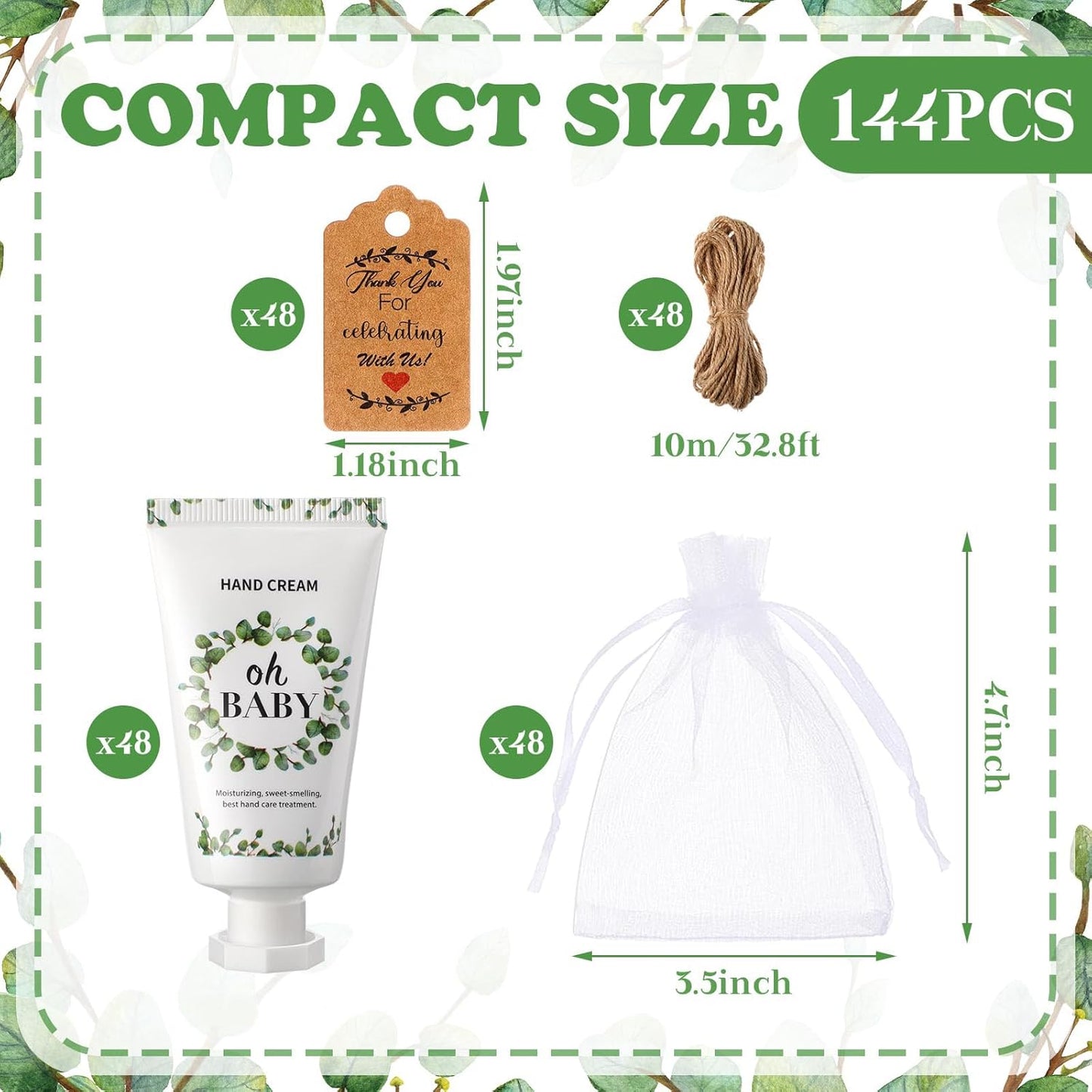 48 Sets Baby Shower Hand Cream Party Favors for Guests Gift Bulk Travel Size Hand Lotion Set for Baby Shower Wedding Christmas(Baby)