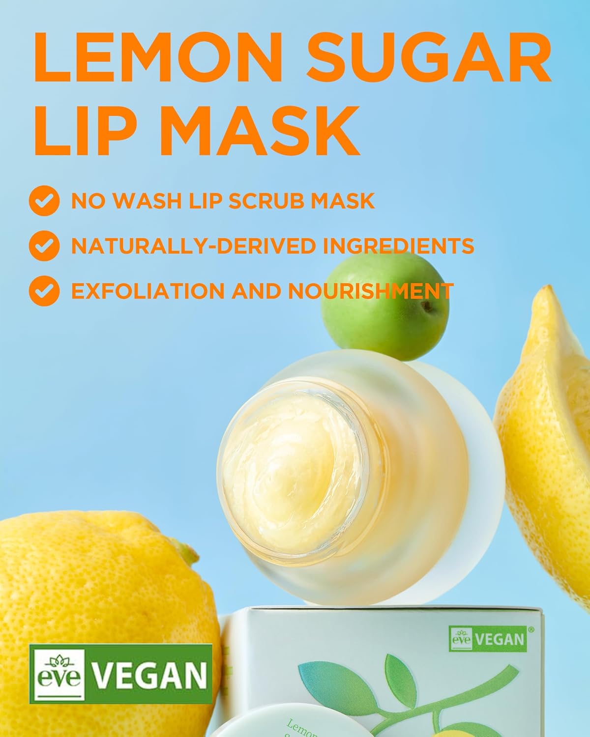 TOCOBO Lemon Sugar Lip Mask – Korean Vegan Lip Scrub & Overnight Exfoliating Treatment for Dry, Chapped Lips – Hydrating, Plumping, Smoothing – Glazed Balm Texture, Non-Sticky, 0.68oz