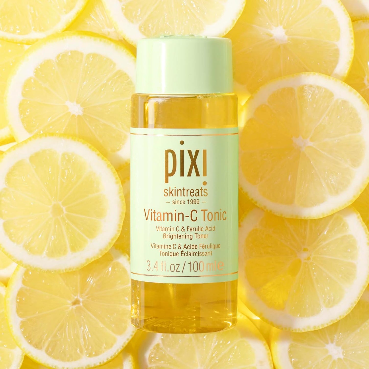 Pixi Vitamin-C Tonic,Brightening & Soothing Facial Toner, Boost Skin Luminosity, Infused with Vitamin-C & Ferulic Acid, Alcohol Free Daily Toner, 100ml / 3.4fl oz Travel Size Skin Care